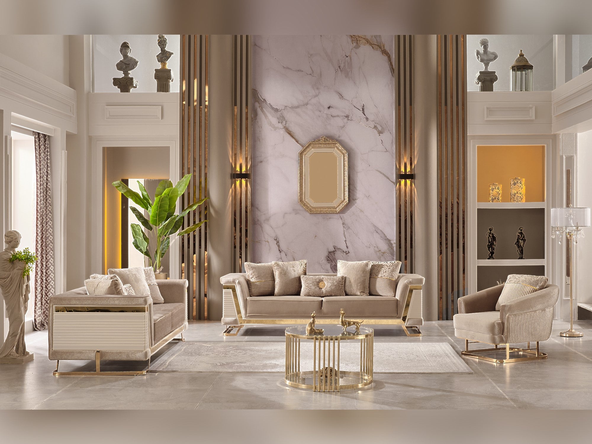 Rixos Stationary Livingroom (2 Sofa & 2 Chair) Beige