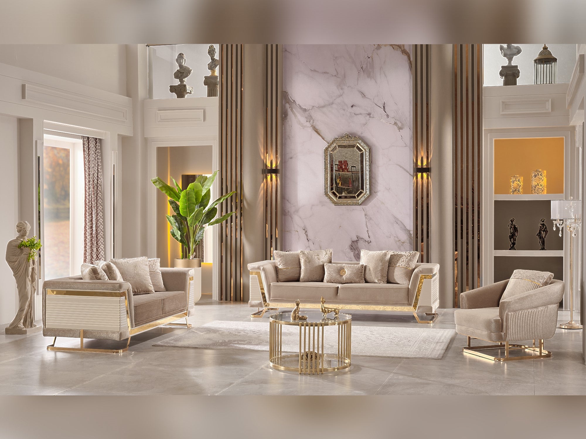 Rixos Stationary Livingroom (2 Sofa & 2 Chair) Beige
