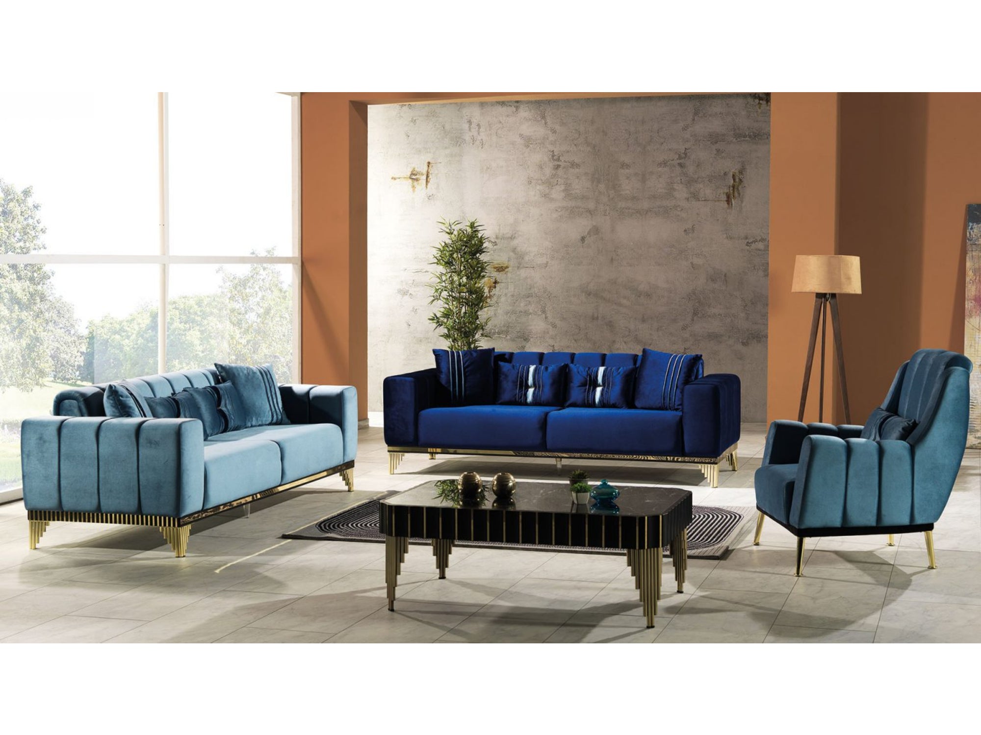 Romance Convertible Sofa Blue