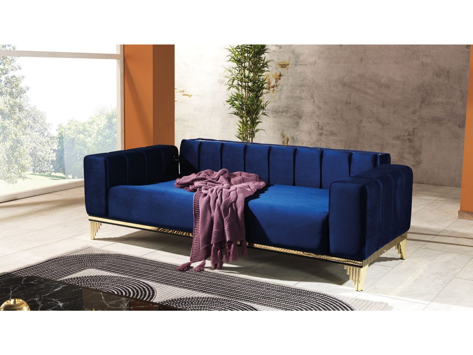 Romance Convertible Livingroom (2 Sofa & 2 Chair) Blue