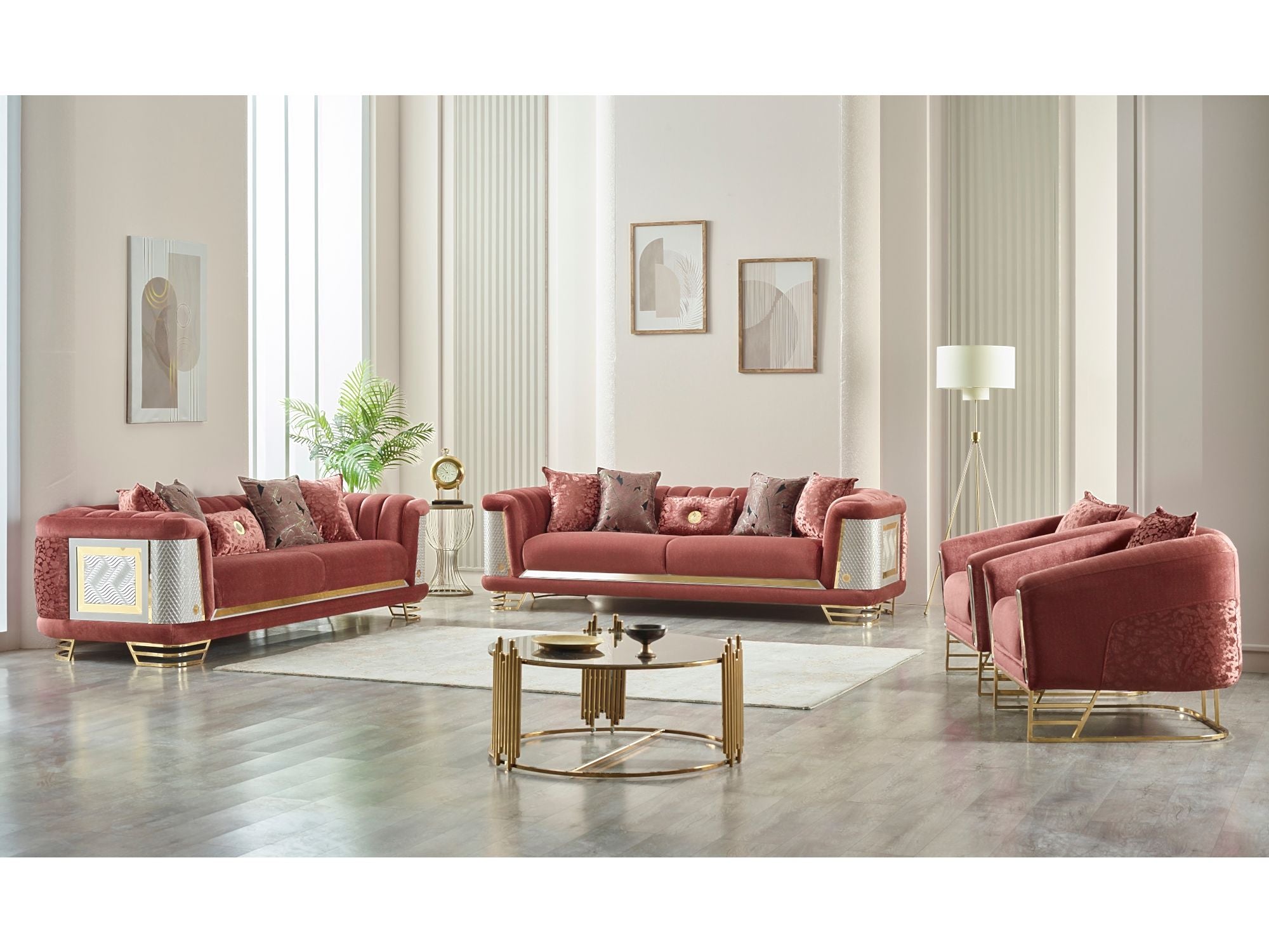 Romans Stationary Livingroom (2 Sofa & 2 Chair) Brick