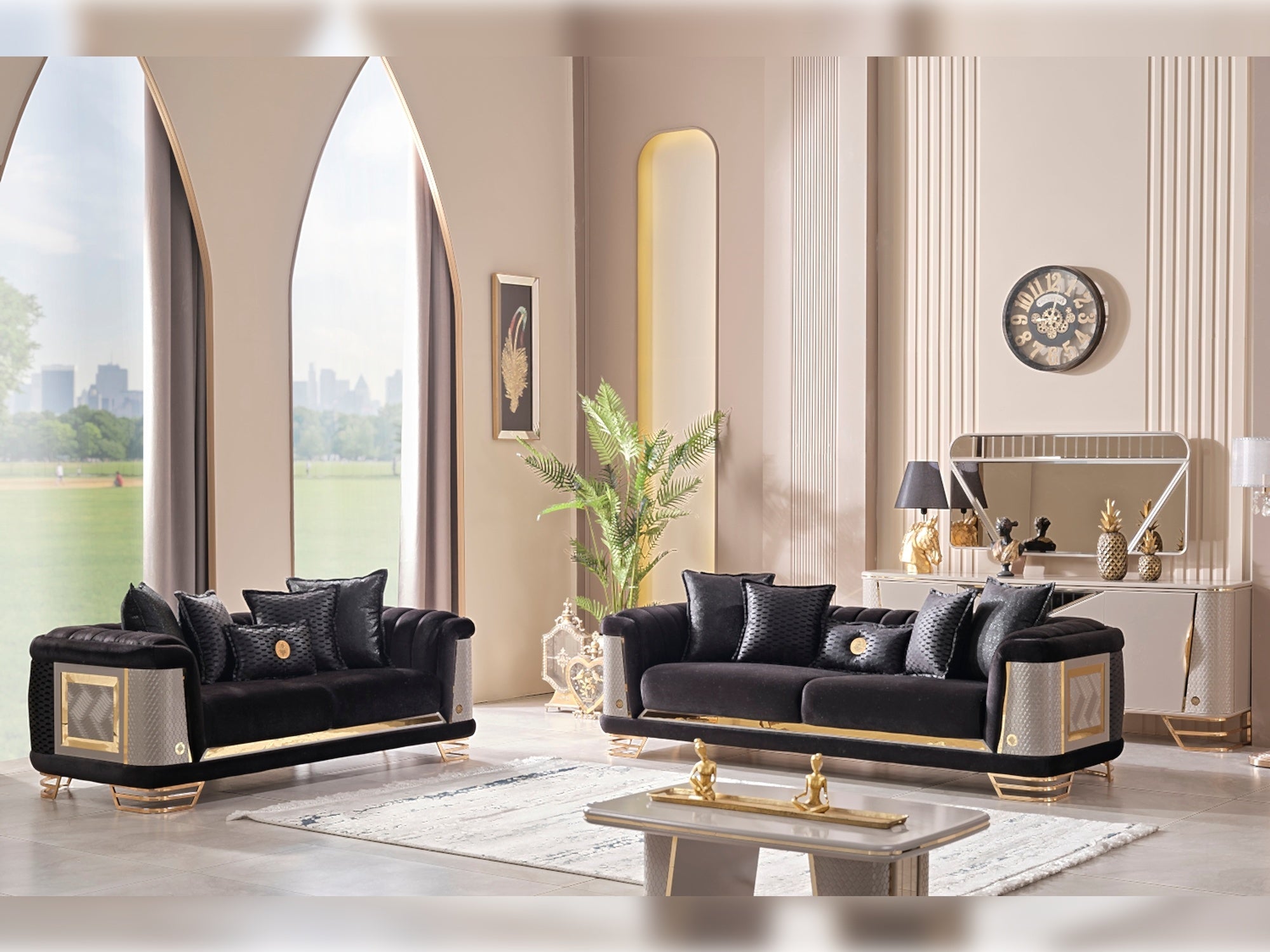 Romans Stationary Sofa Black