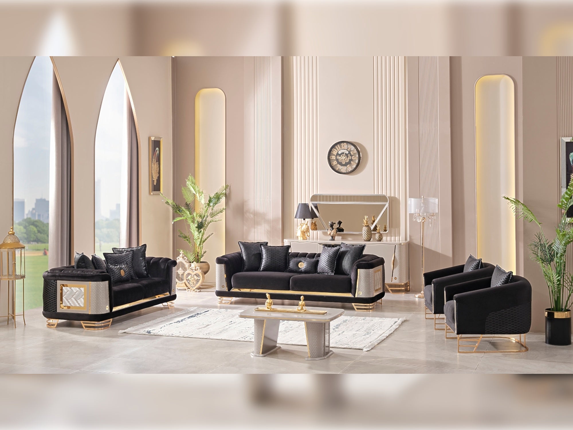 Romans Stationary Sofa Black