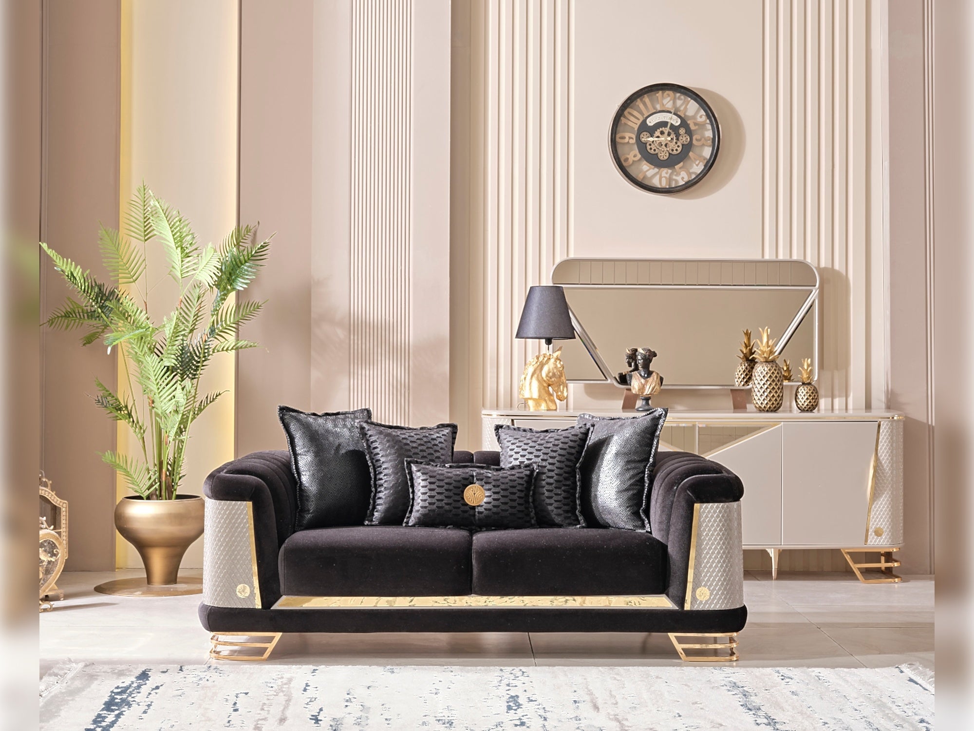 Romans 3-pieces (Sofa & Loveseat & Chair) Livingroom Set Black