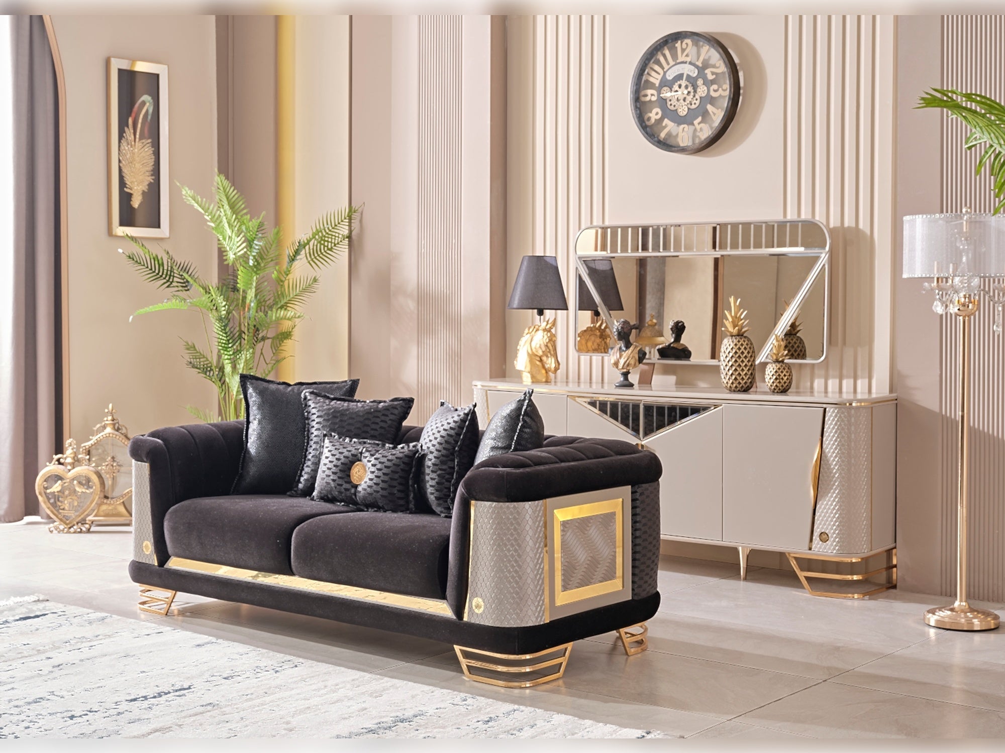 Romans 3-pieces (Sofa & Loveseat & Chair) Livingroom Set Black