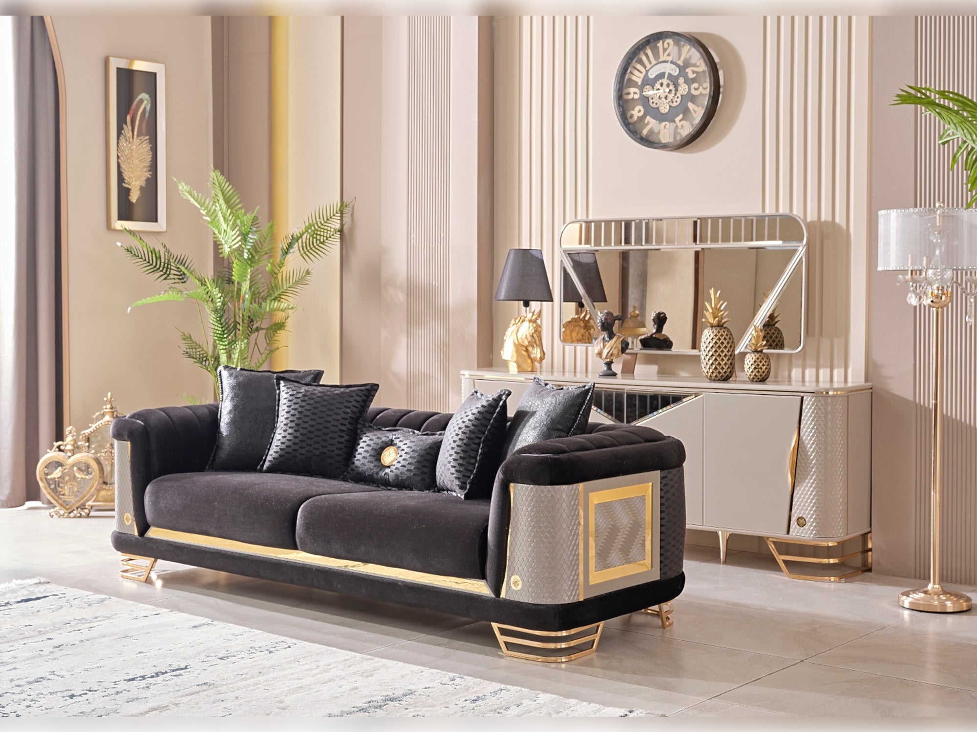 Romans Stationary Sofa Black