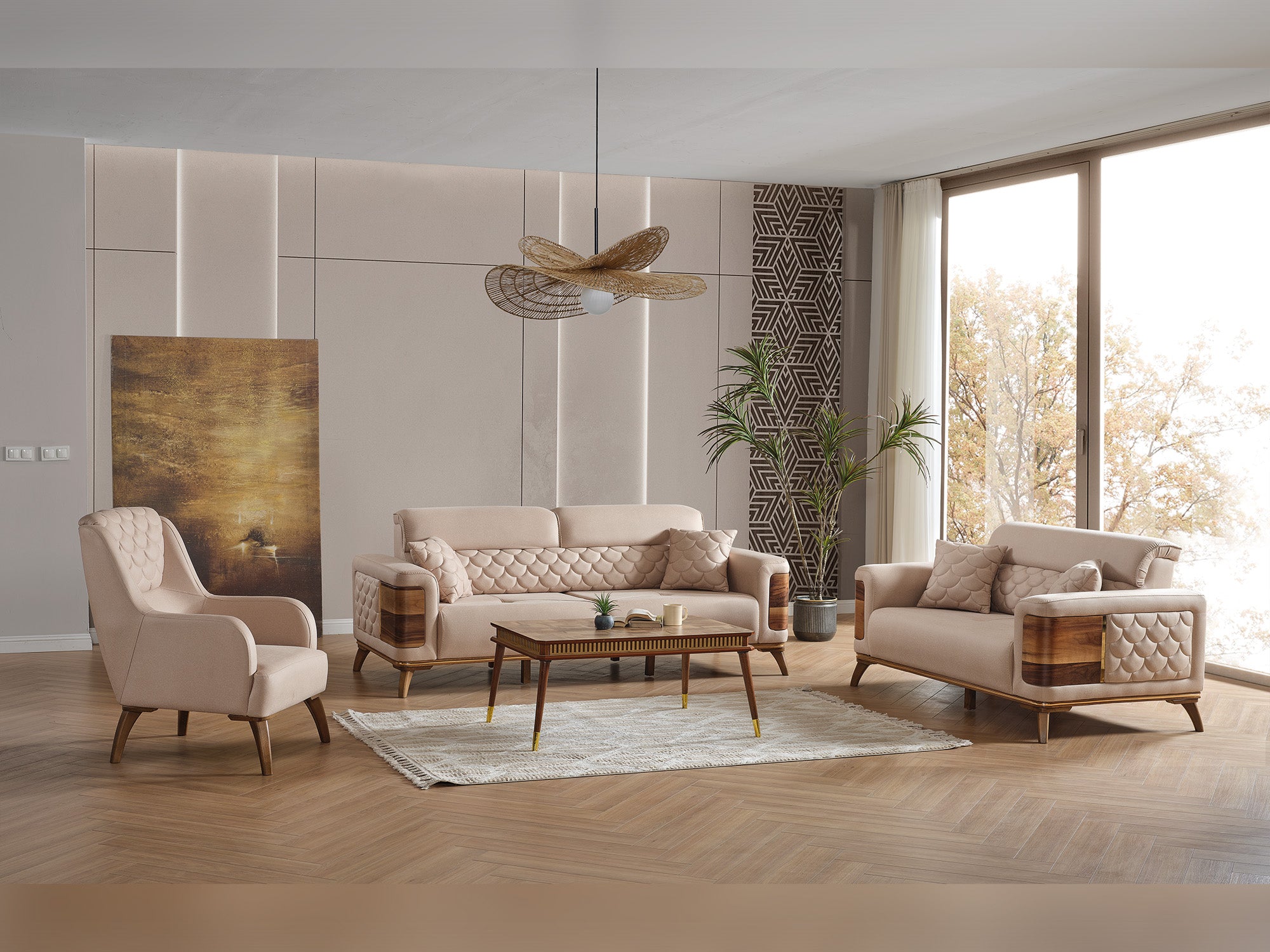 Ruby Convertible Sofa Beige