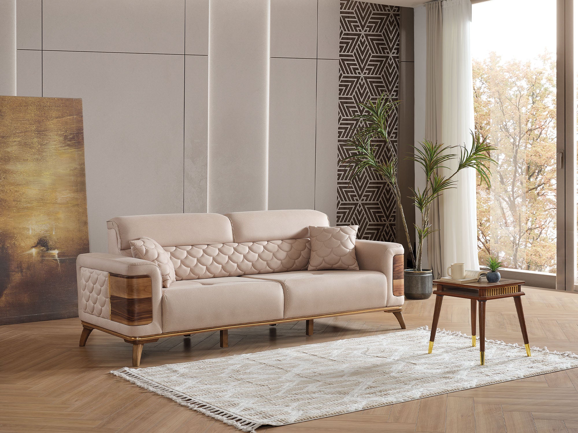 Ruby Convertible Sofa Beige
