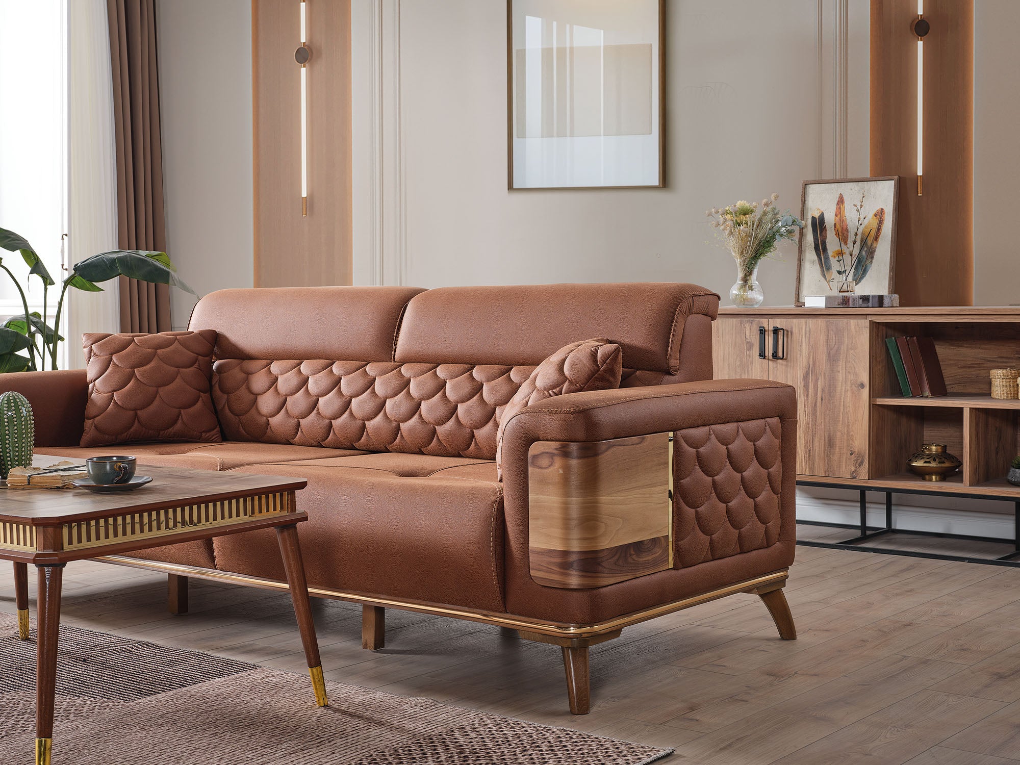 Ruby Convertible Sofa Brick