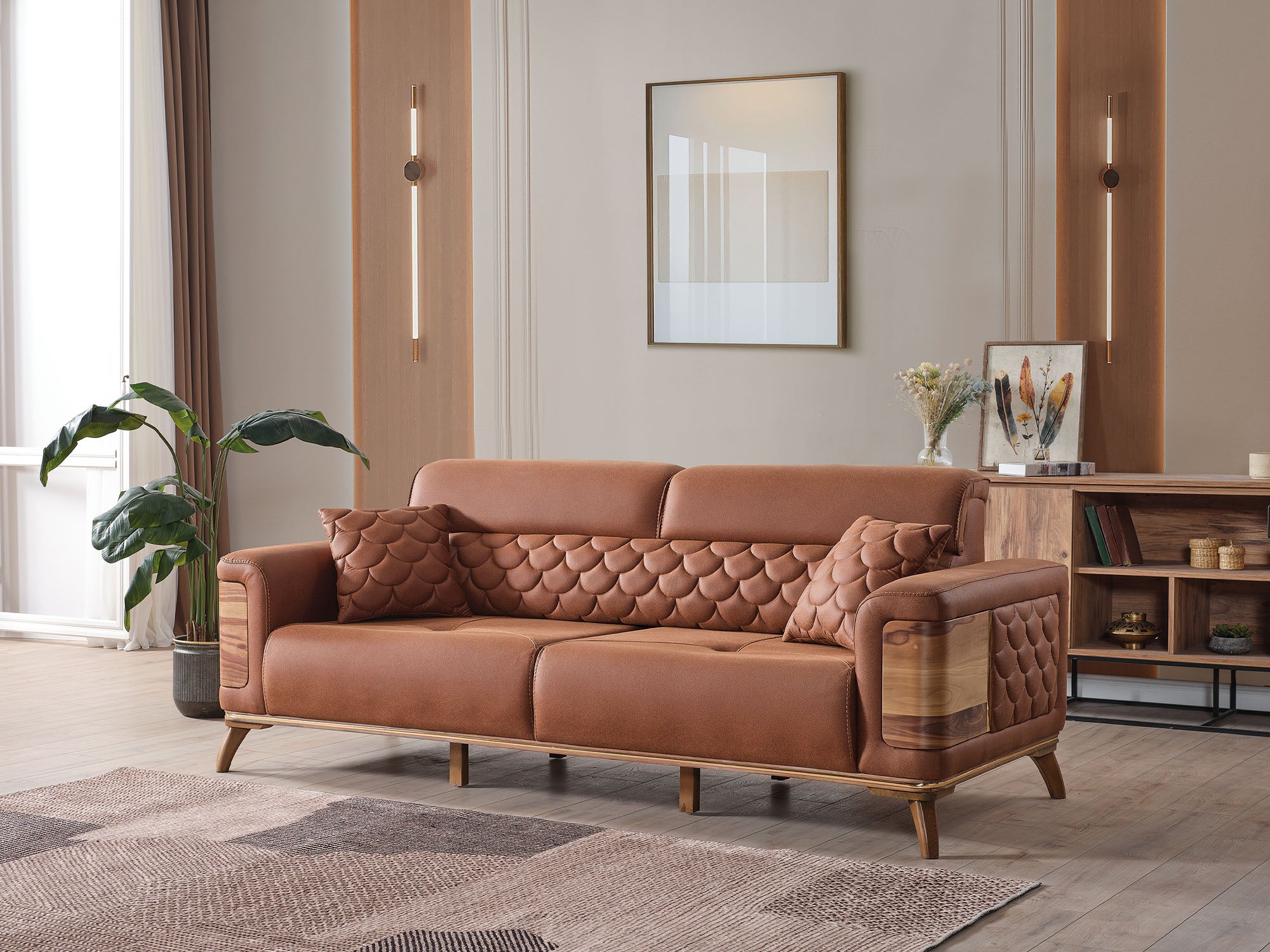 Ruby Convertible Sofa Brick