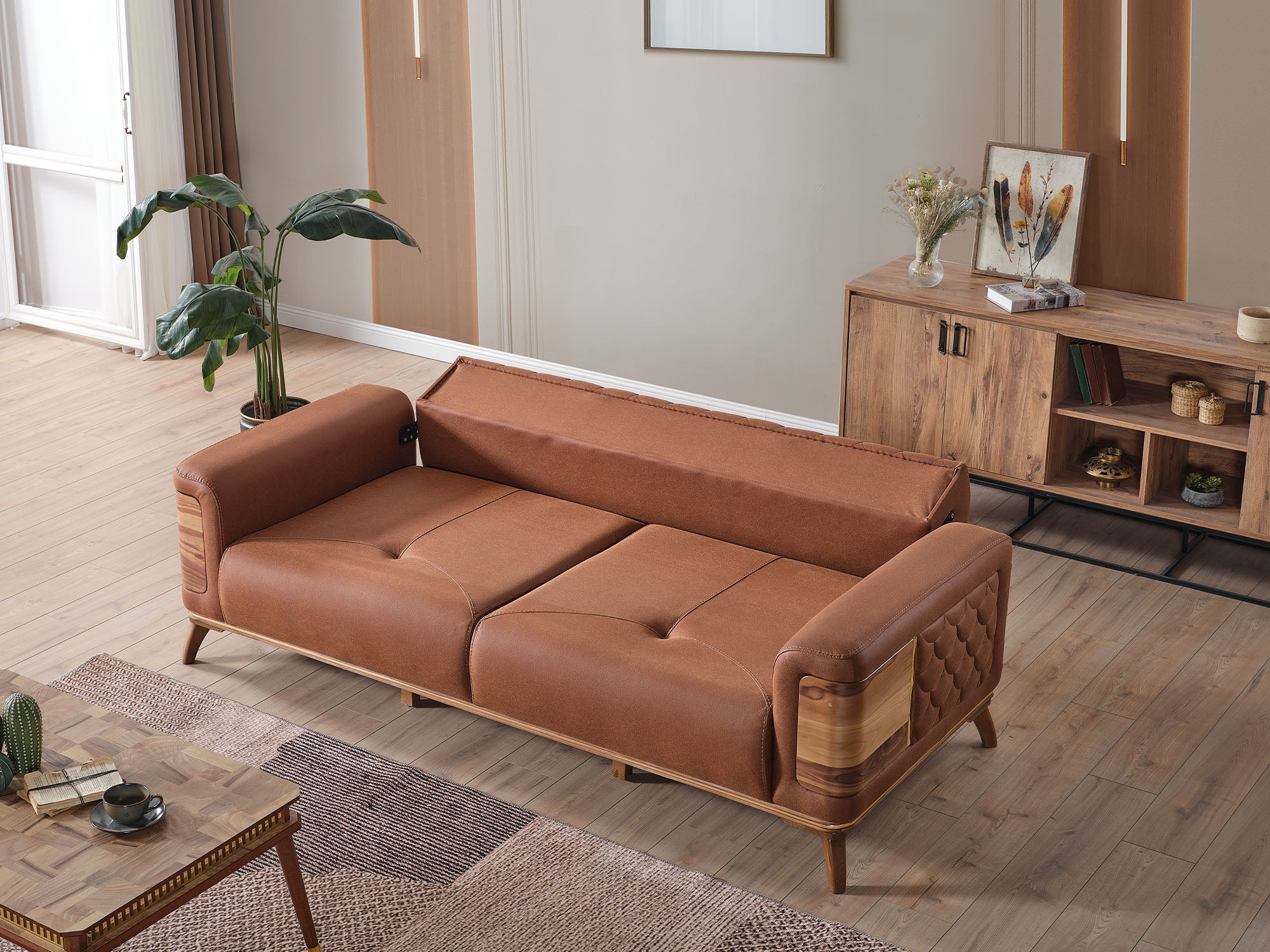 Ruby Convertible Sofa Brick