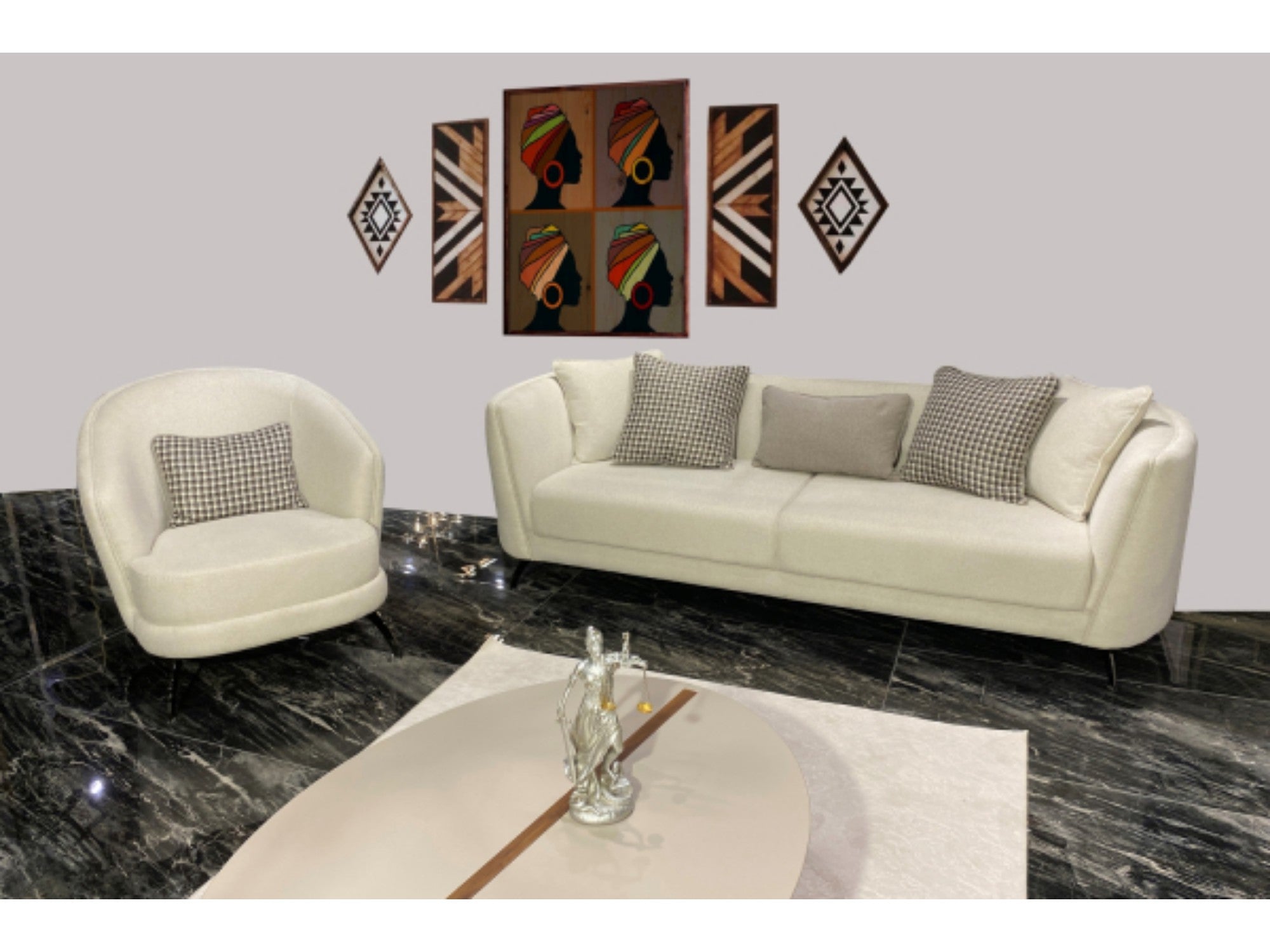 Sofya Stationary Livingroom Set (2 Sofa & 2 Chair)