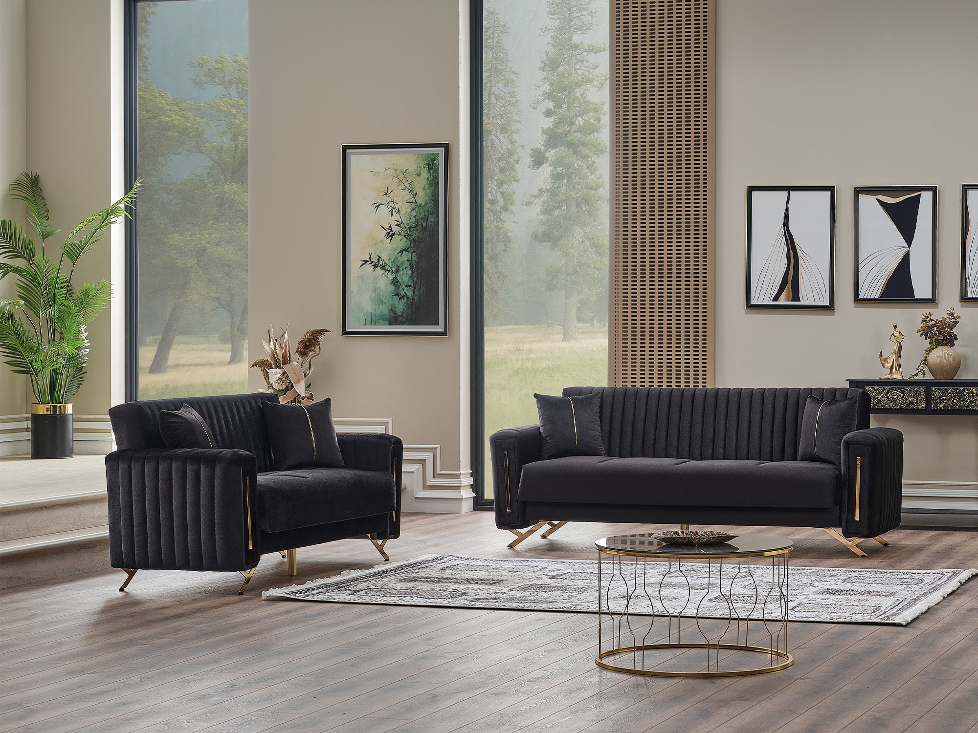 Senfoni Convertible Sofa Black