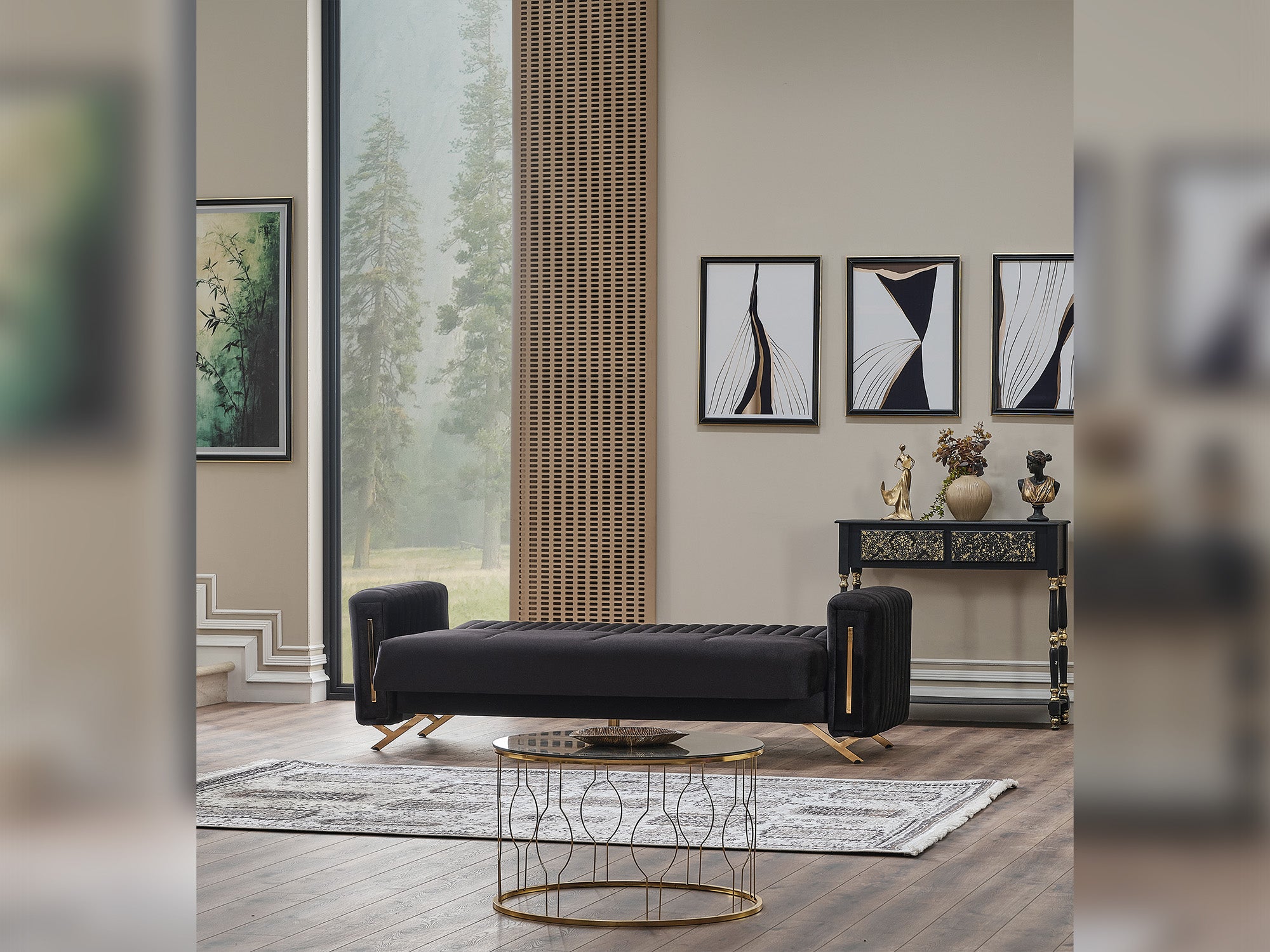 Senfoni Convertible Sofa Black