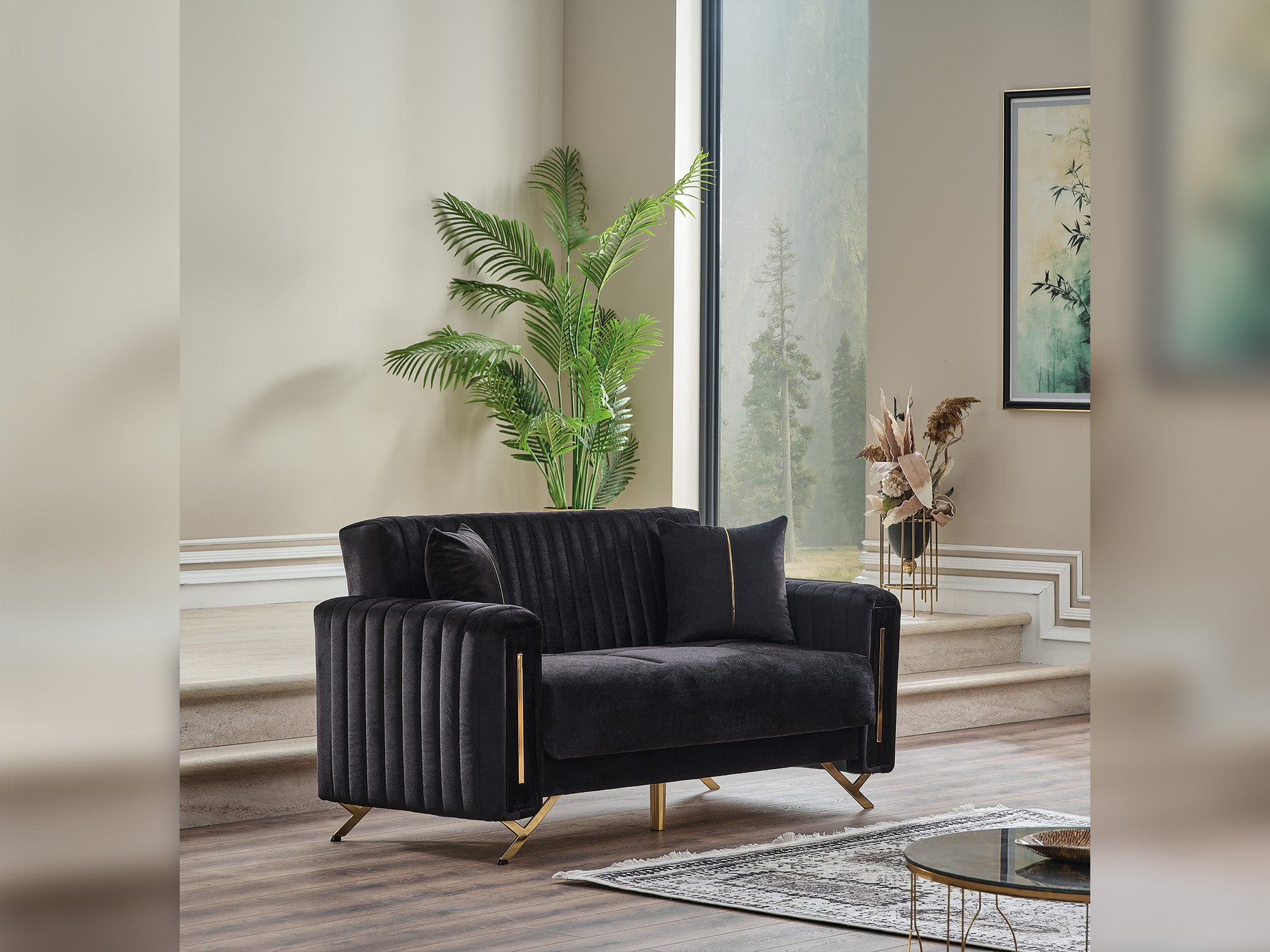 Senfoni Convertible Loveseat Black