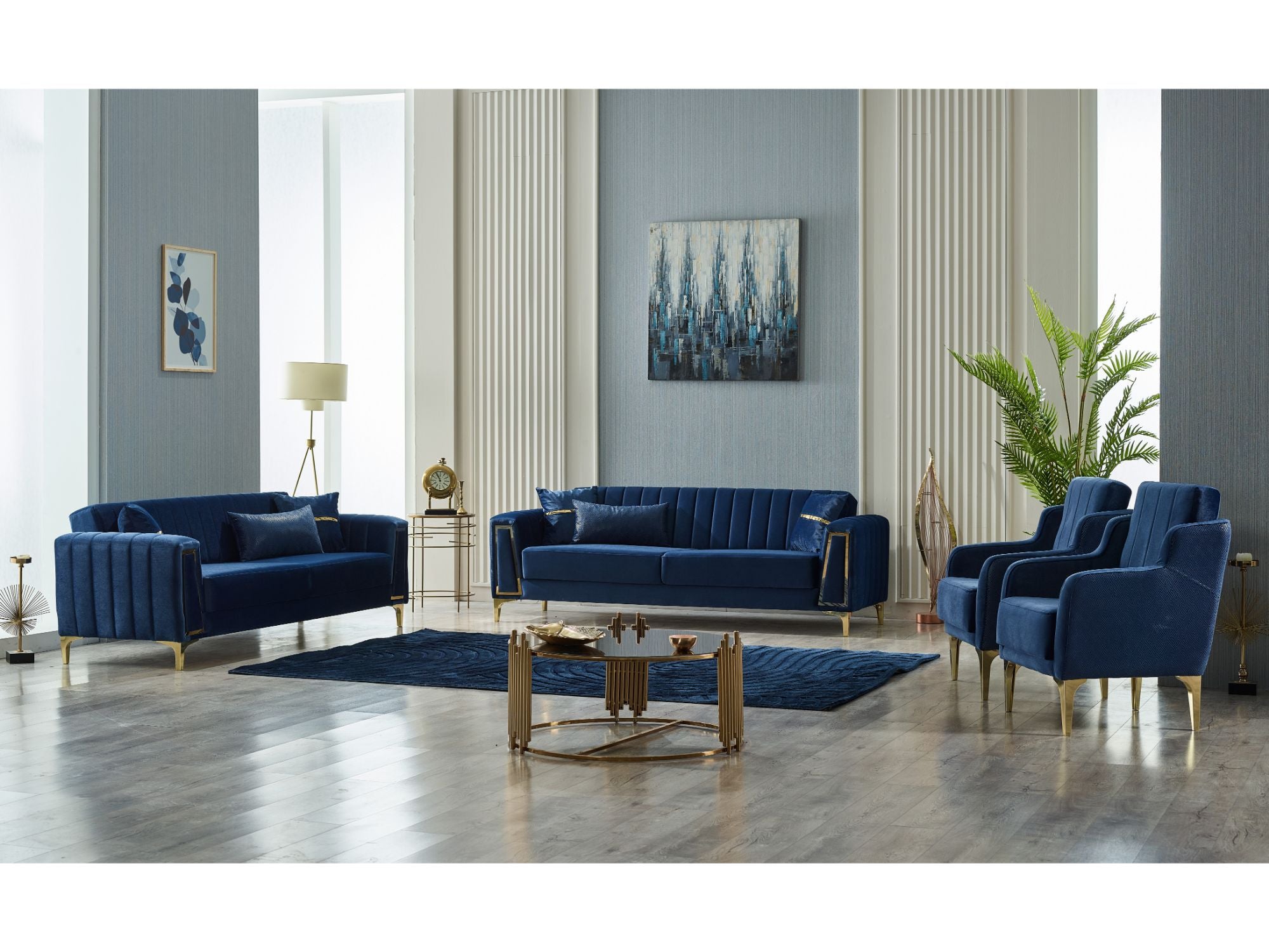 Toledo Convertible Livingroom (2 Sofa & 2 Chair) Navy