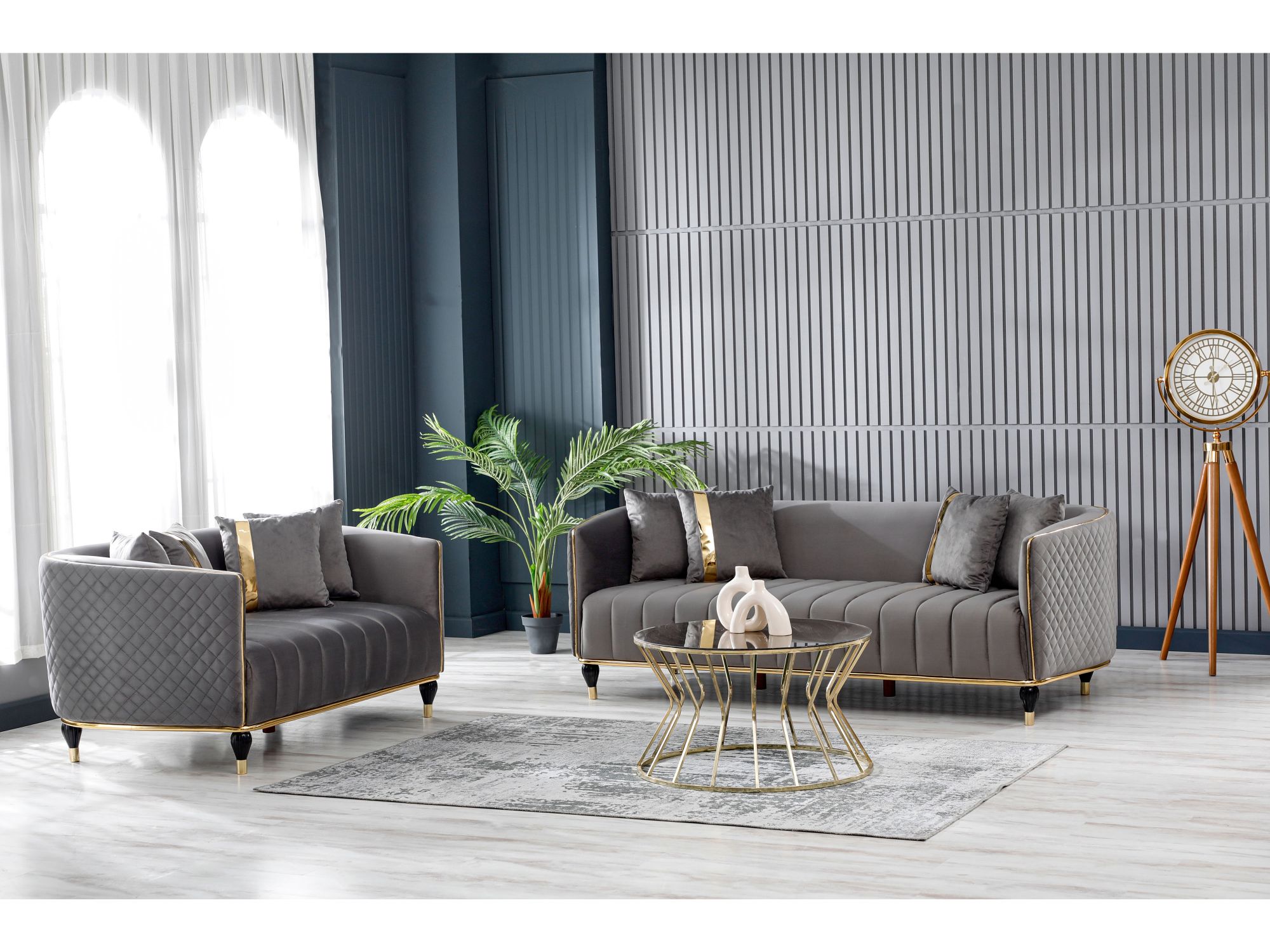Toronto Stationary Livingroom (2 Sofa & 2 Chair) Grey