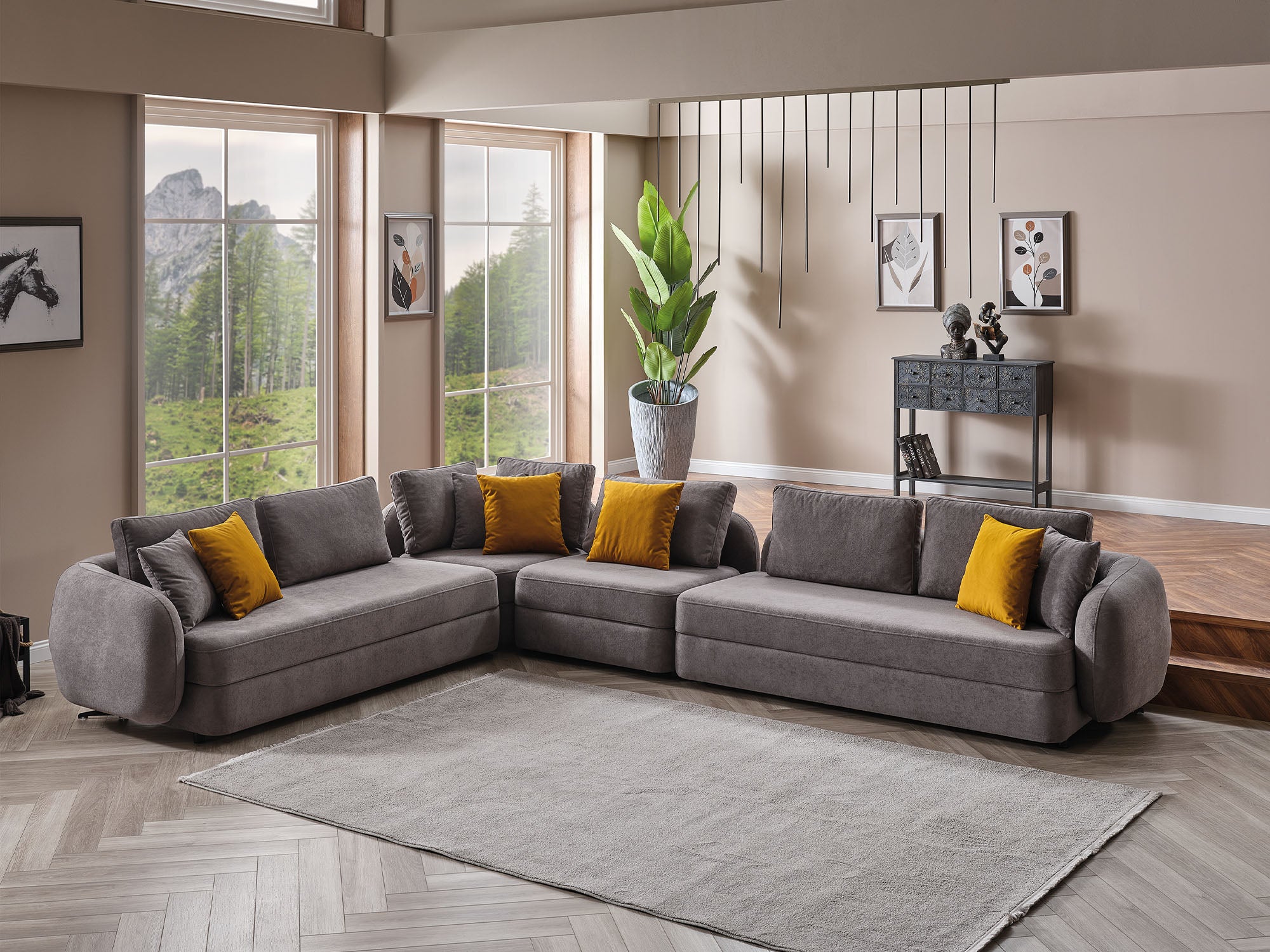Toscana Modular Sectional Sofa Grey