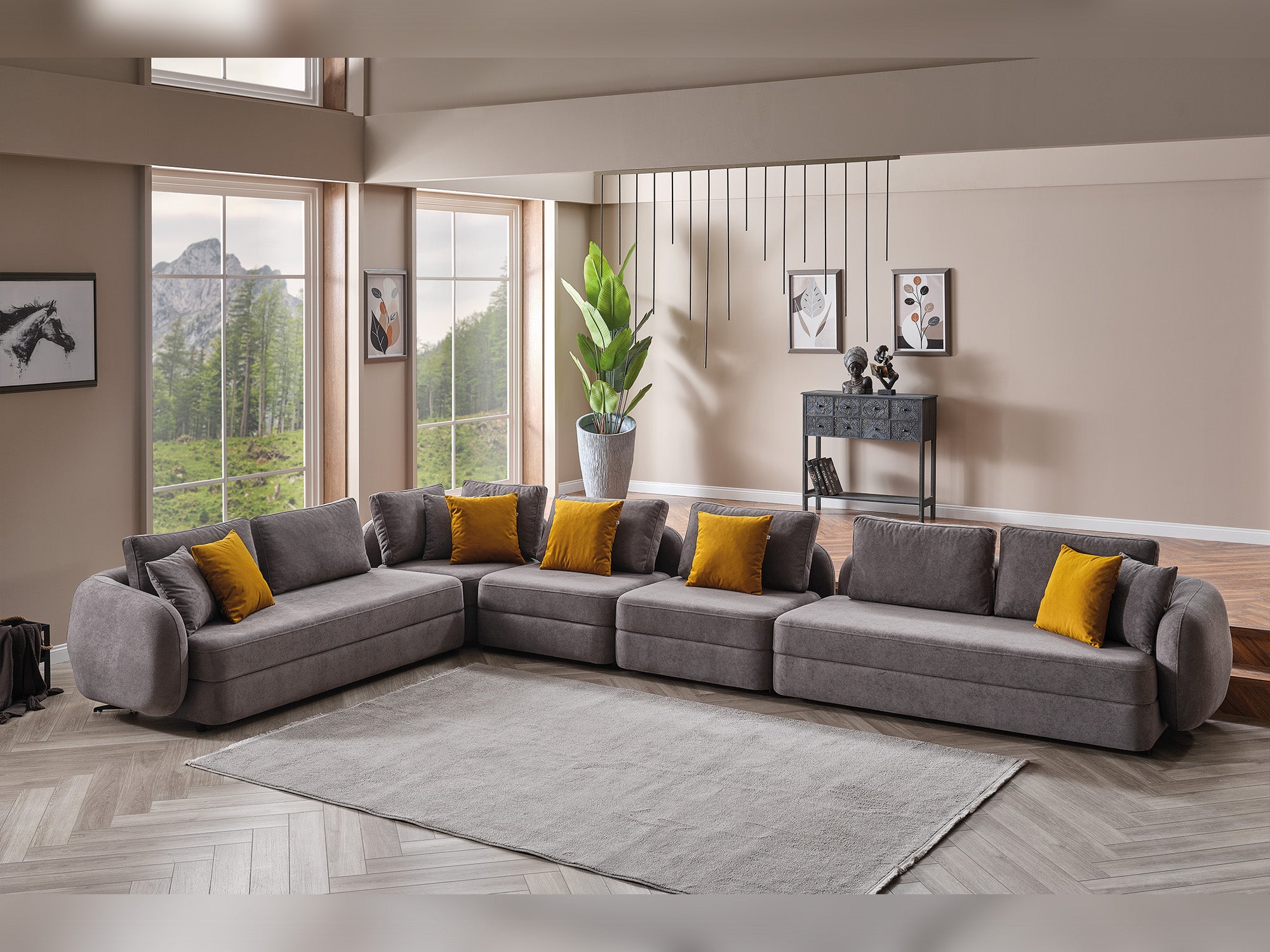 Toscana Modular Sectional Sofa Grey
