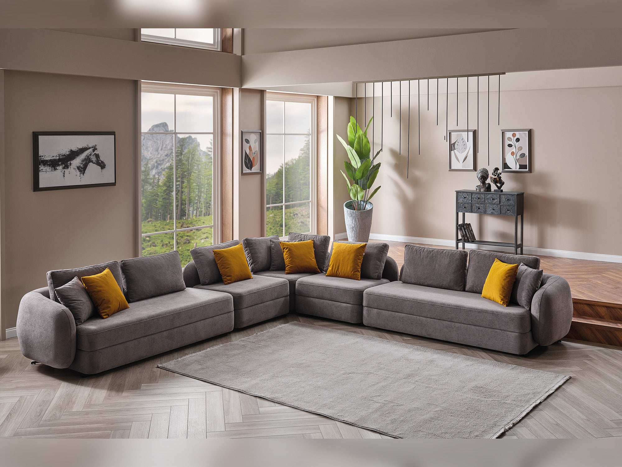 Toscana Modular Sectional Sofa Grey