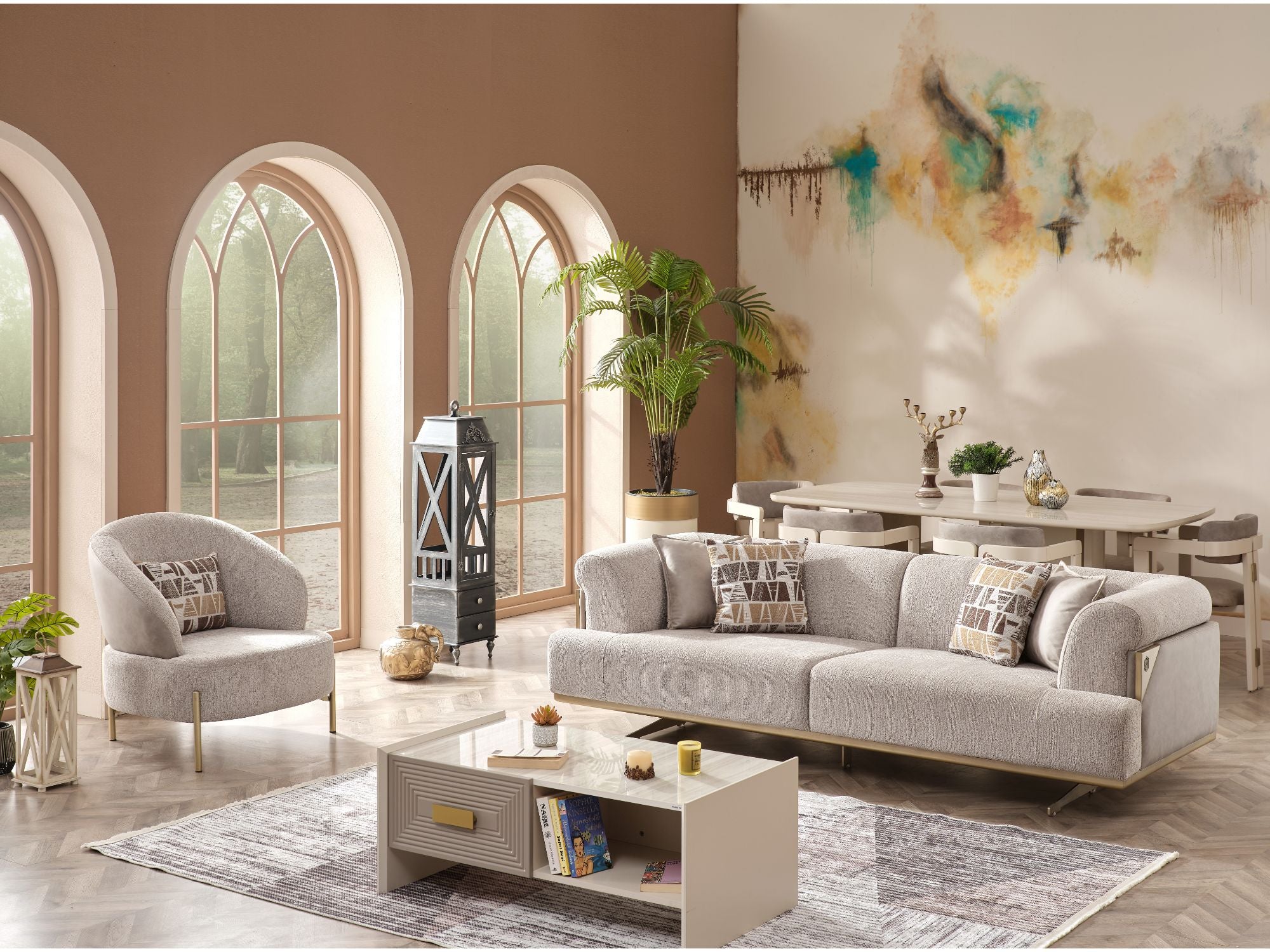 Urla Stationary Sofa Cream