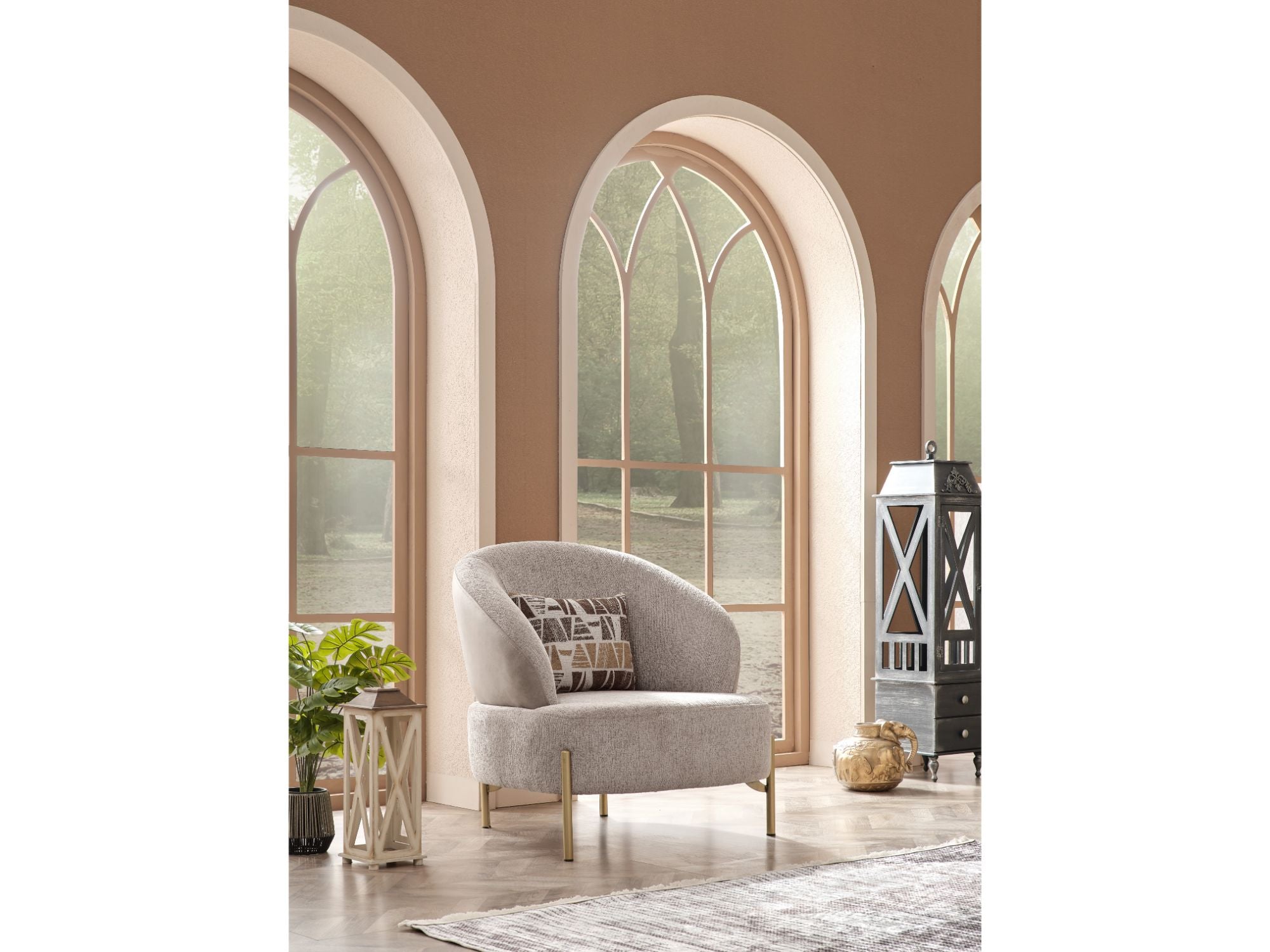 Urla Stationary Livingroom Set (1 Sofa & 1 Module Sofa & 2 Chair) Cream