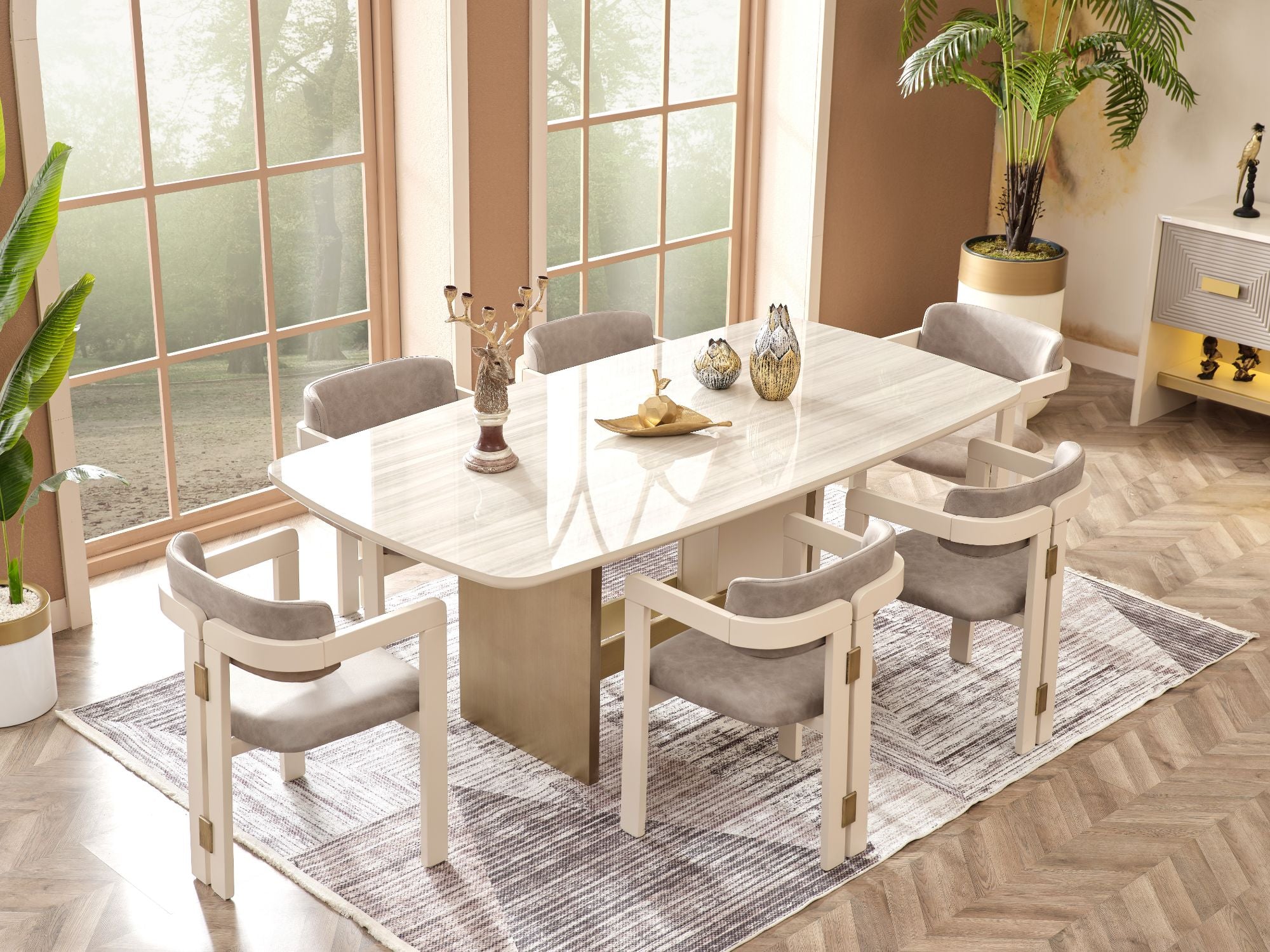 Urla Diningroom (Consol With Mirror & Dining Table & 6 Dining Chair)