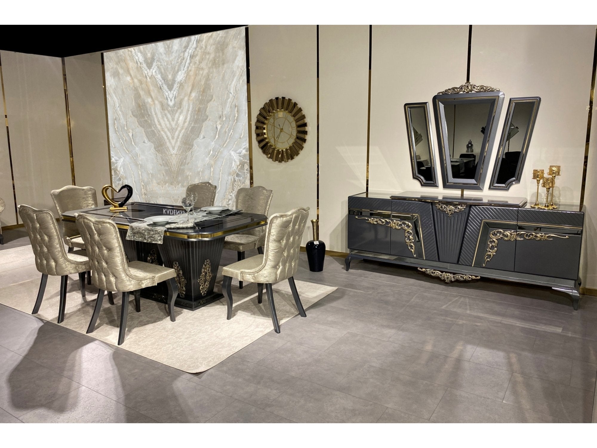 Verona Diningroom Set (Table & 6 Chair & Console With Mirror)