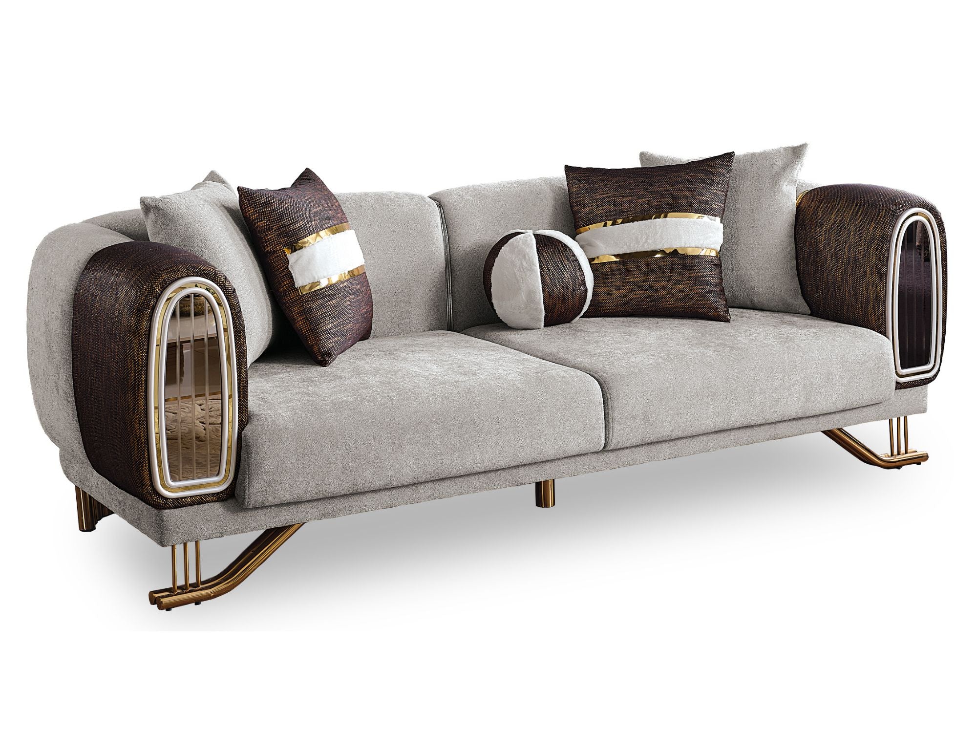 Valence Stationary Livingroom Set (1 Silver Sofa & 1 Anthracite Sofa & 2 Silver Chair)