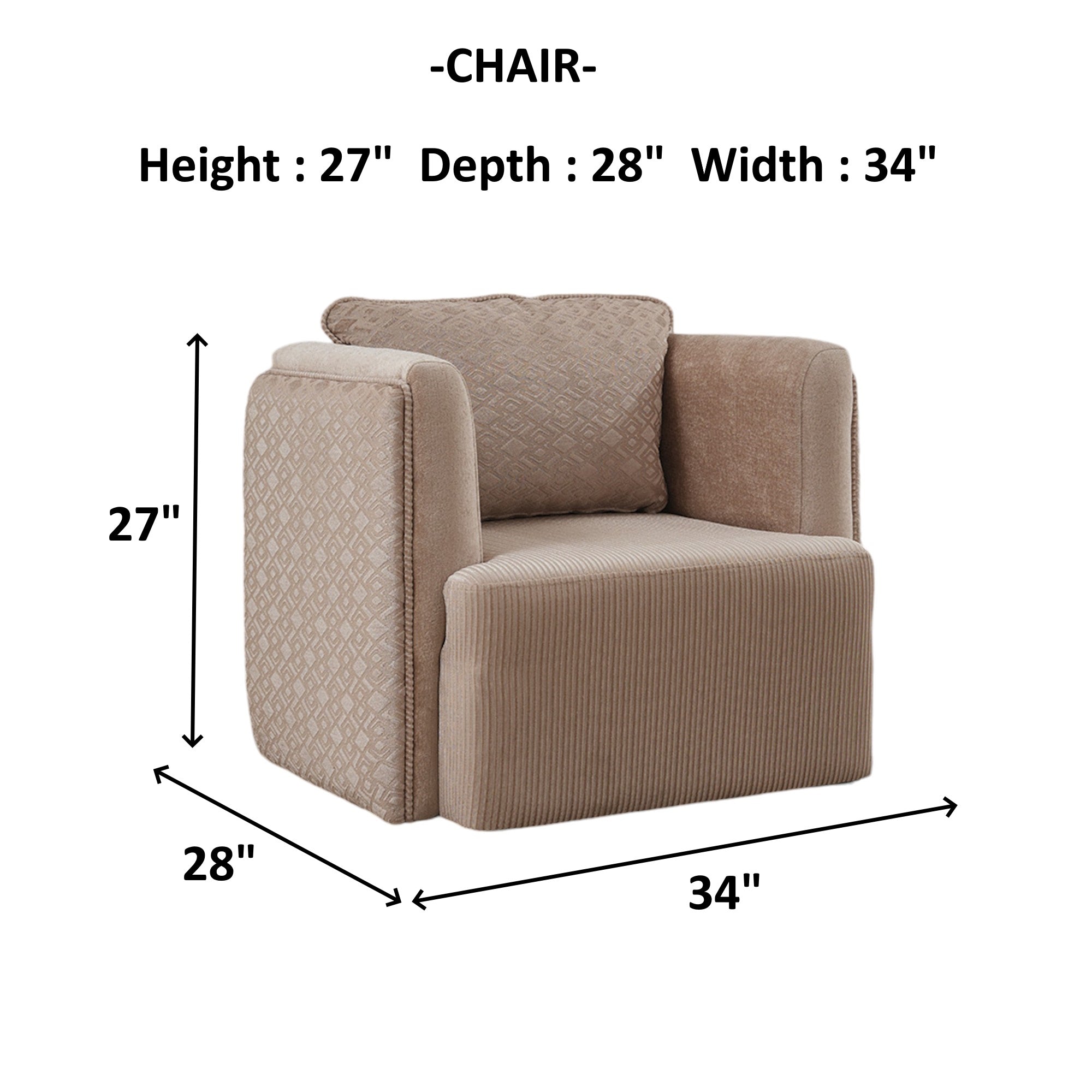 Valentino Stationary Livingroom (2 Sofa & 2 Chair) Beige