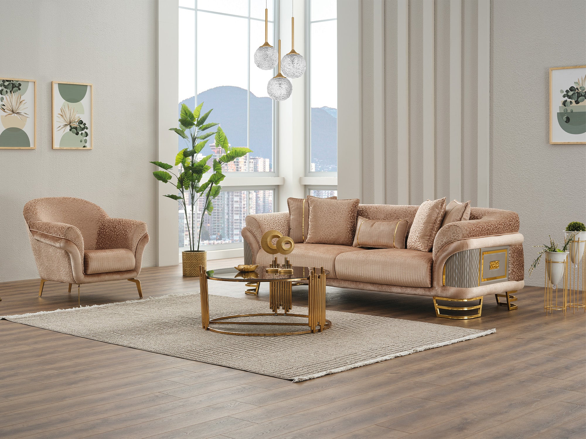 Versace Stationary Sofa Beige