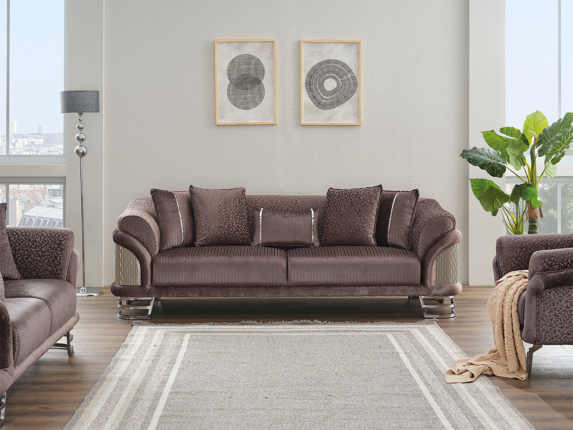 Versace Stationary Sofa Dark Grey