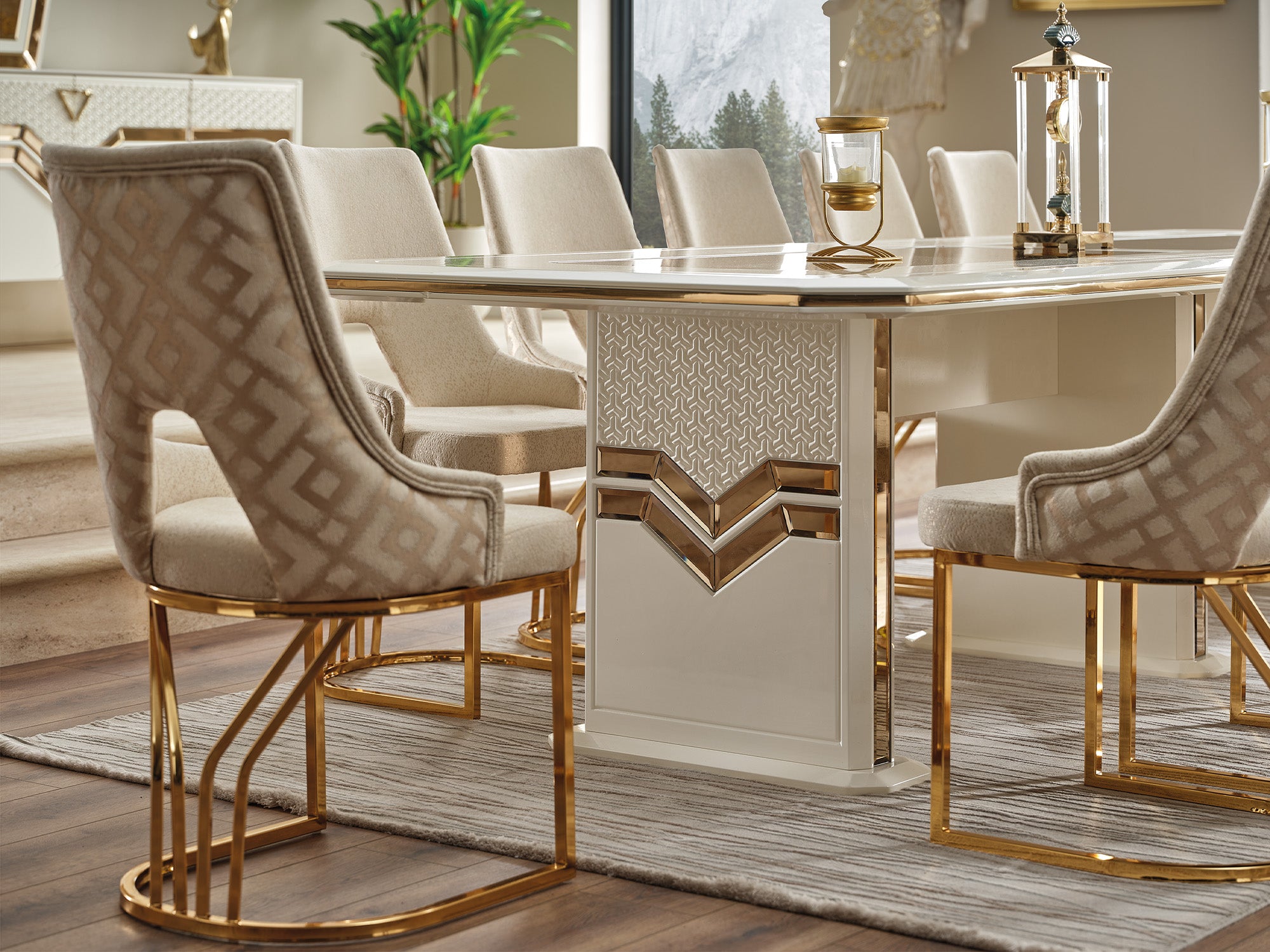 Zen Diningroom (Consol With Mirror & Dining Table & 6 Dining Chair)