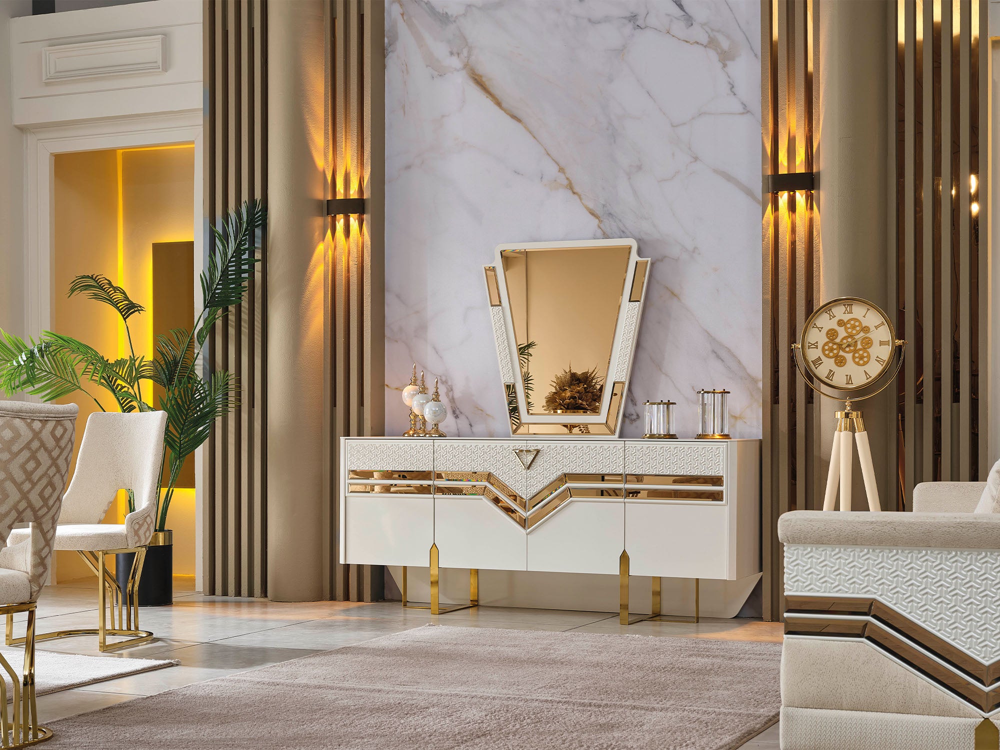 Zen Diningroom (Consol With Mirror & Dining Table & 6 Dining Chair)