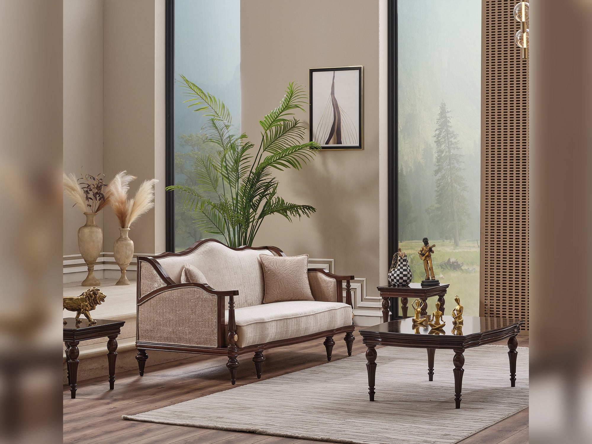 Zumrut Lux 3-pieces (Sofa & Loveseat & Chair) Livingroom Set Beige