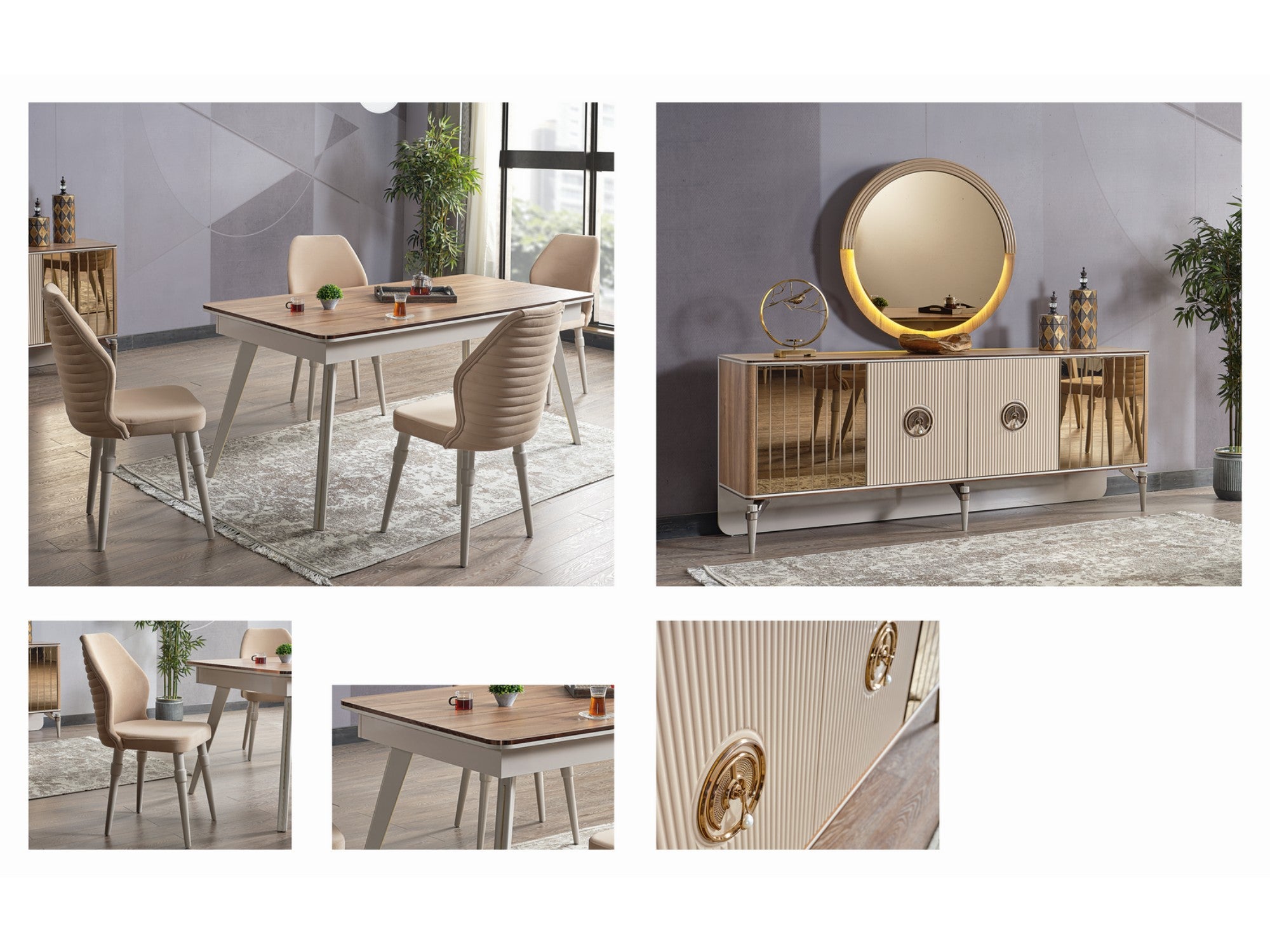 Akik Diningroom Set (Consol & Dining Table & 6 Dining Chair)