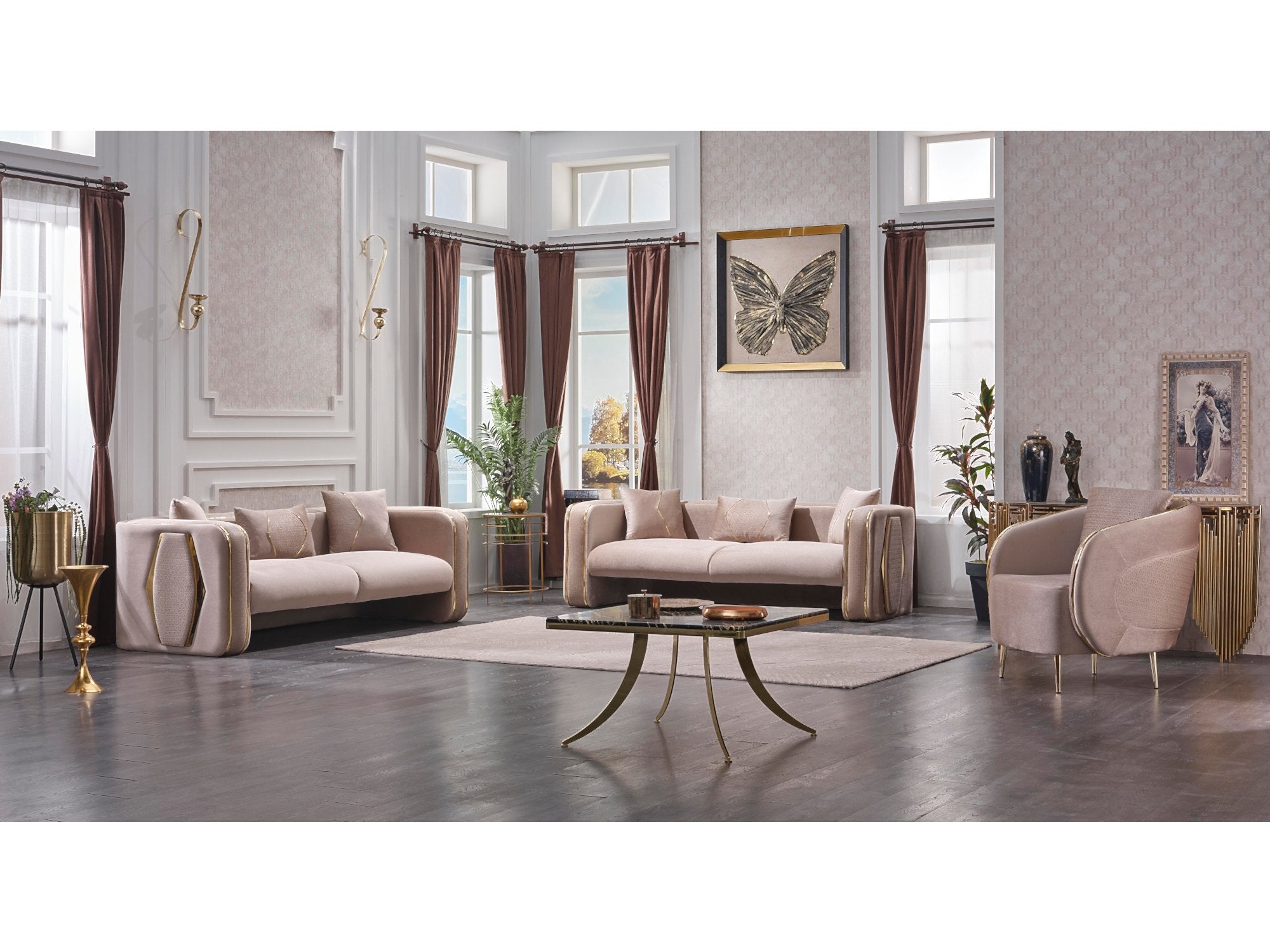 Angela Stationary Livingroom Set (2 Sofa & 2 Chair)