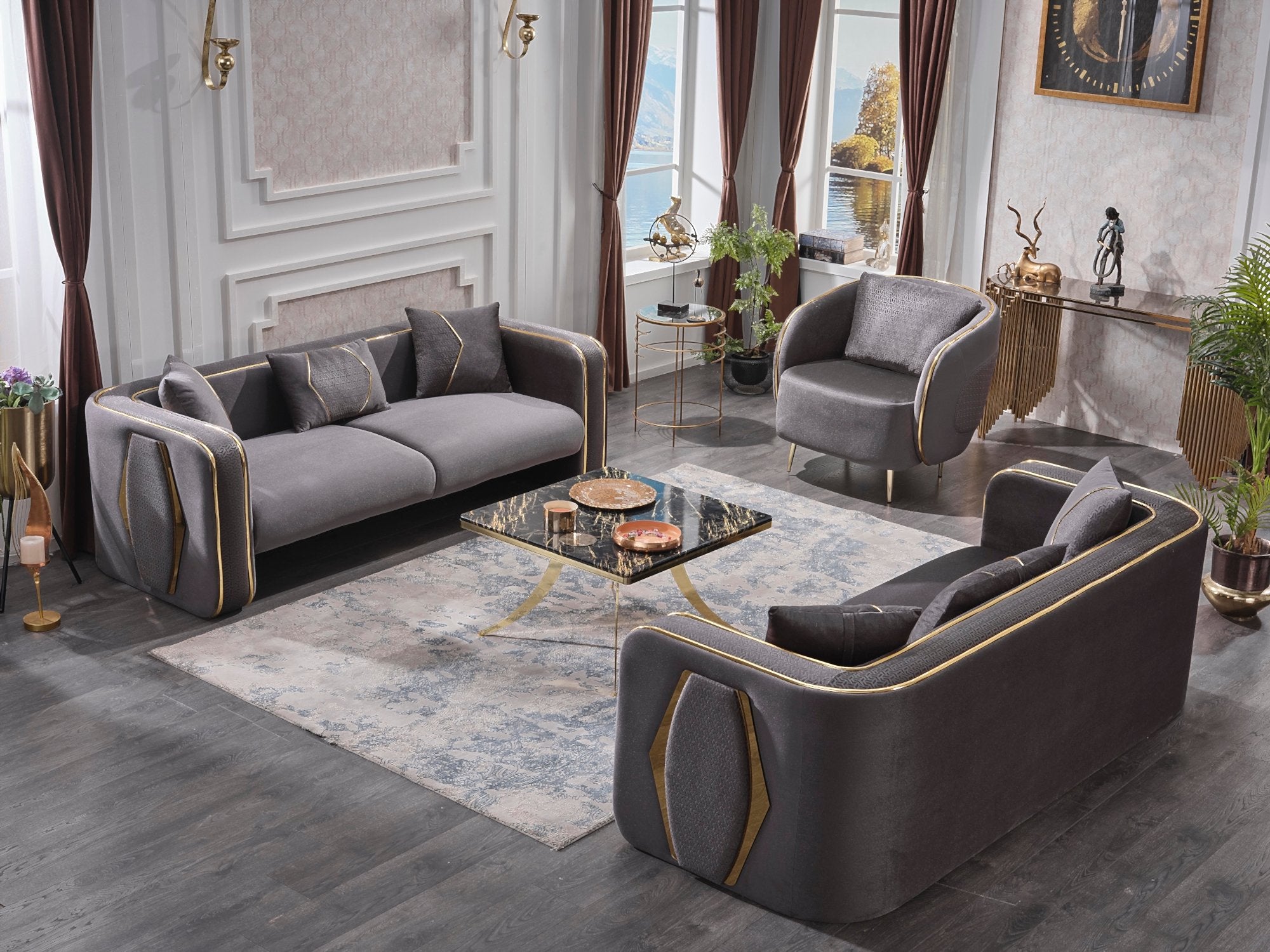 Angela Stationary Livingroom Set (2 Sofa & 2 Chair)