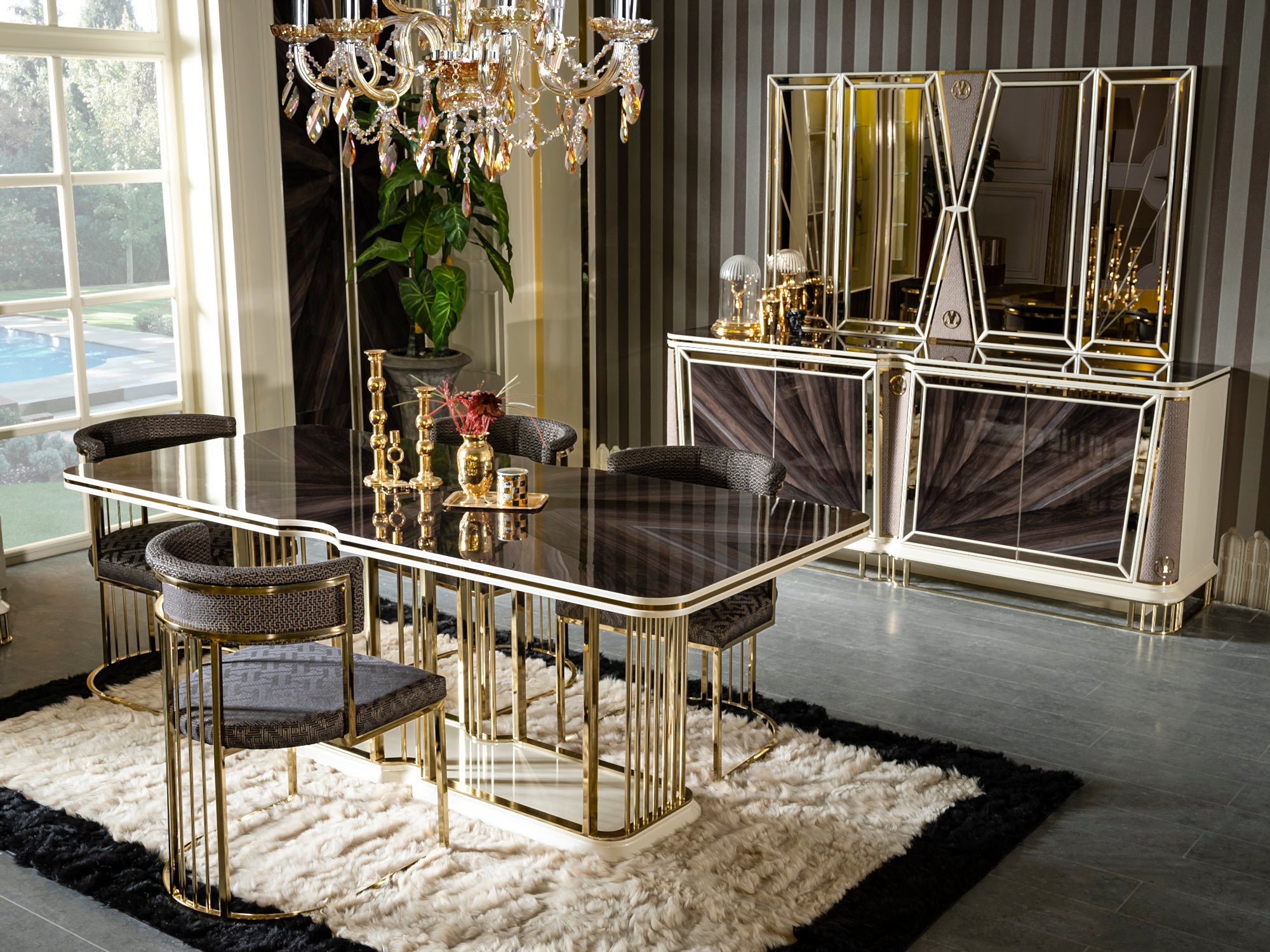 Bugatti Diningroom Set (Table & 6 Chair & Console With Mirror)