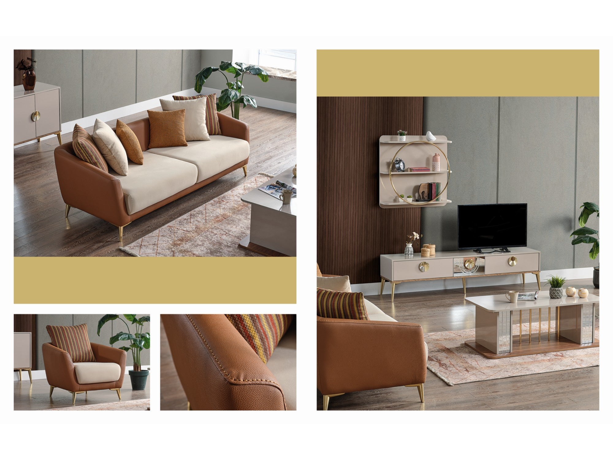 Dolunay Stationary Livingroom Set (2 Sofa & 2 Chair)