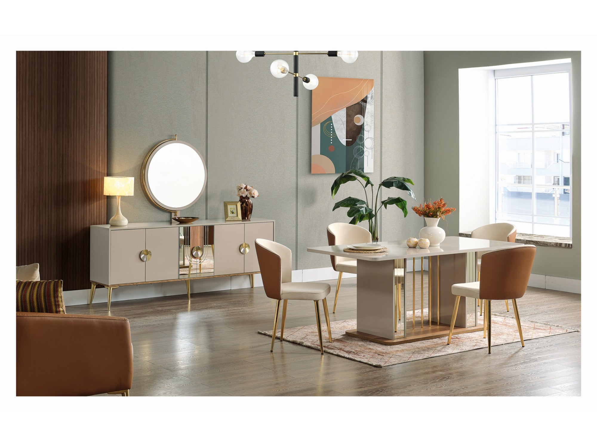 Dolunay Diningroom Set (Consol & Dining Table & 6 Dining Chair)