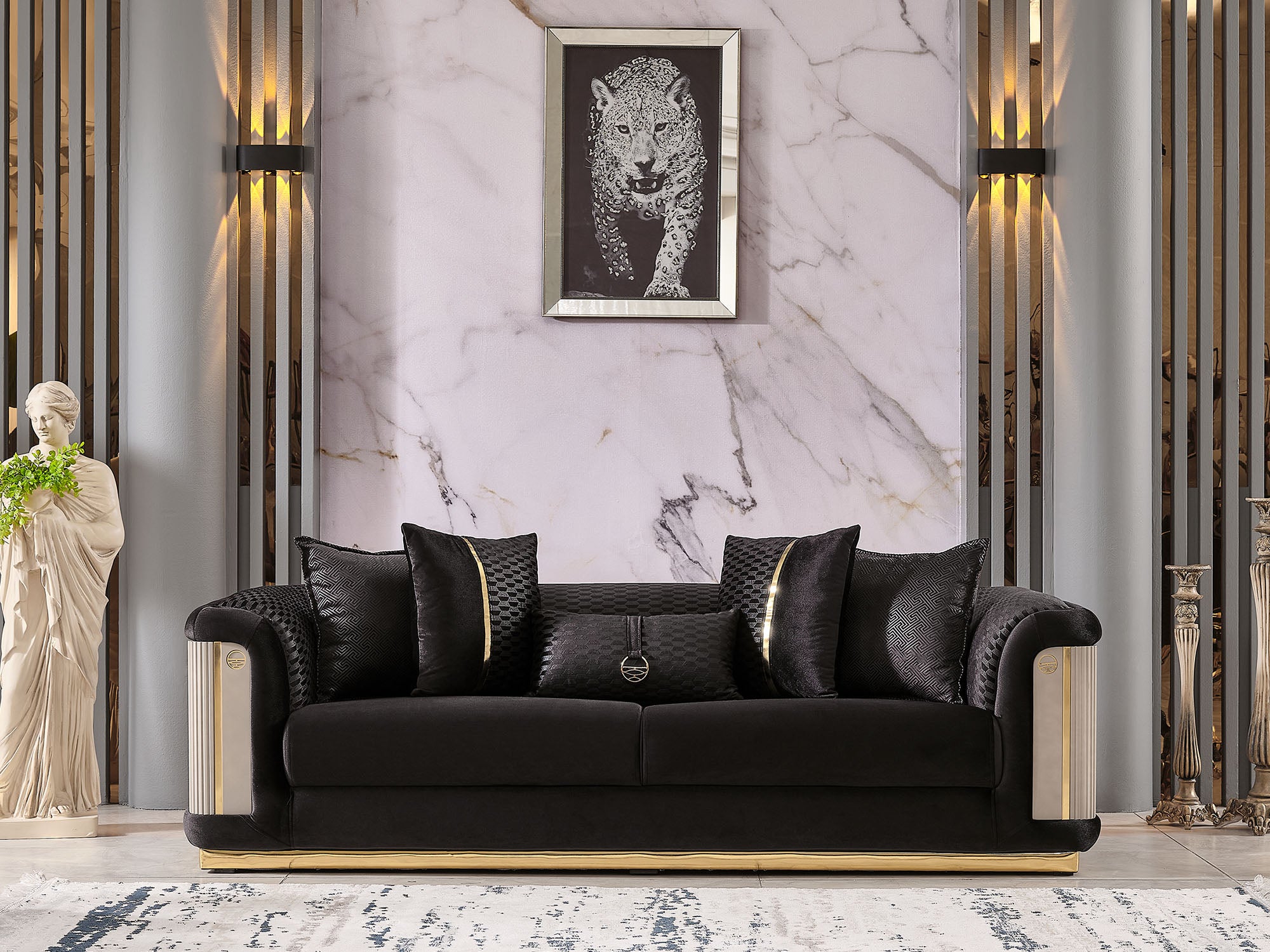 Elegance Stationary Sofa Black