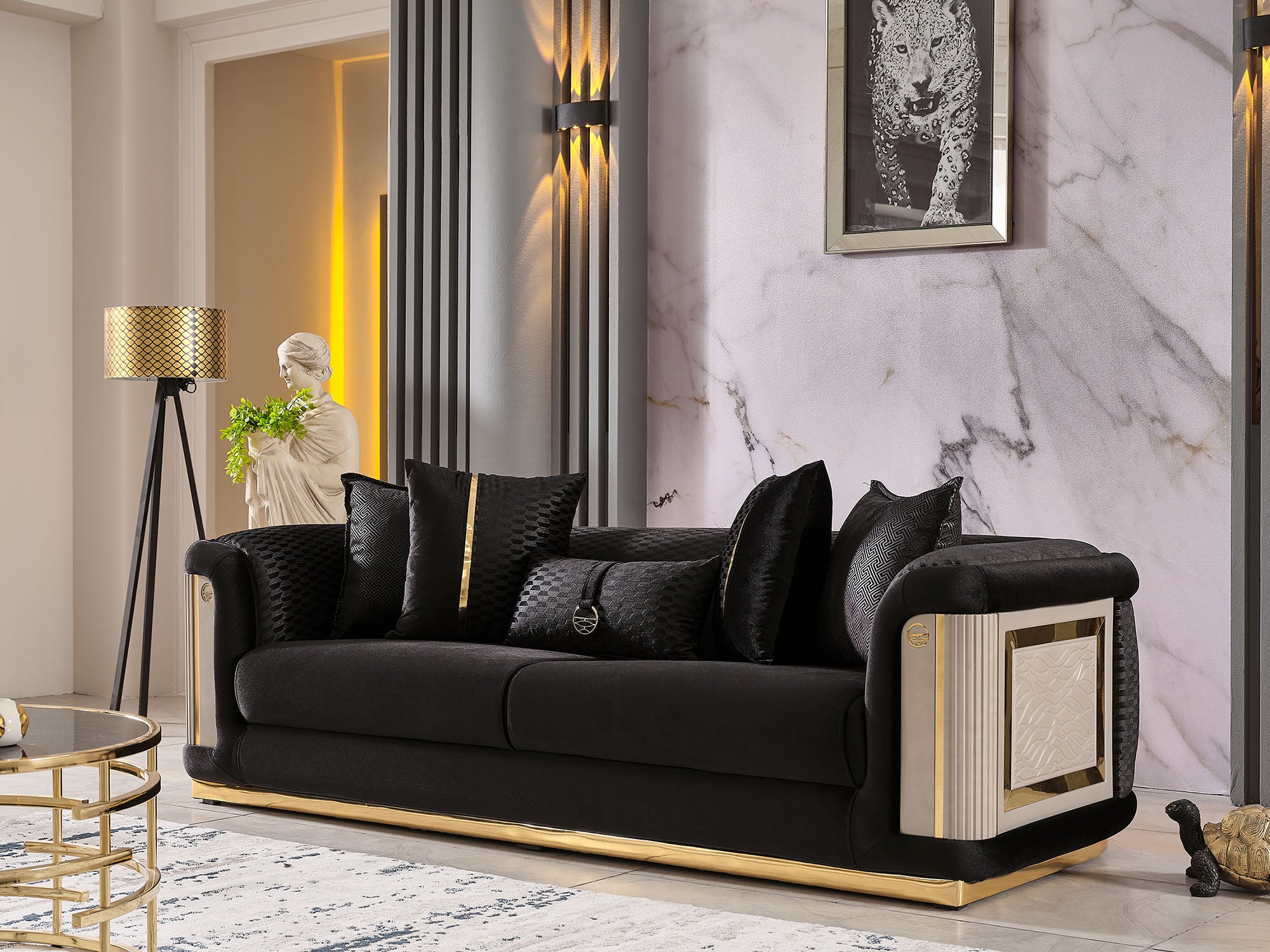 Elegance Stationary Sofa Black