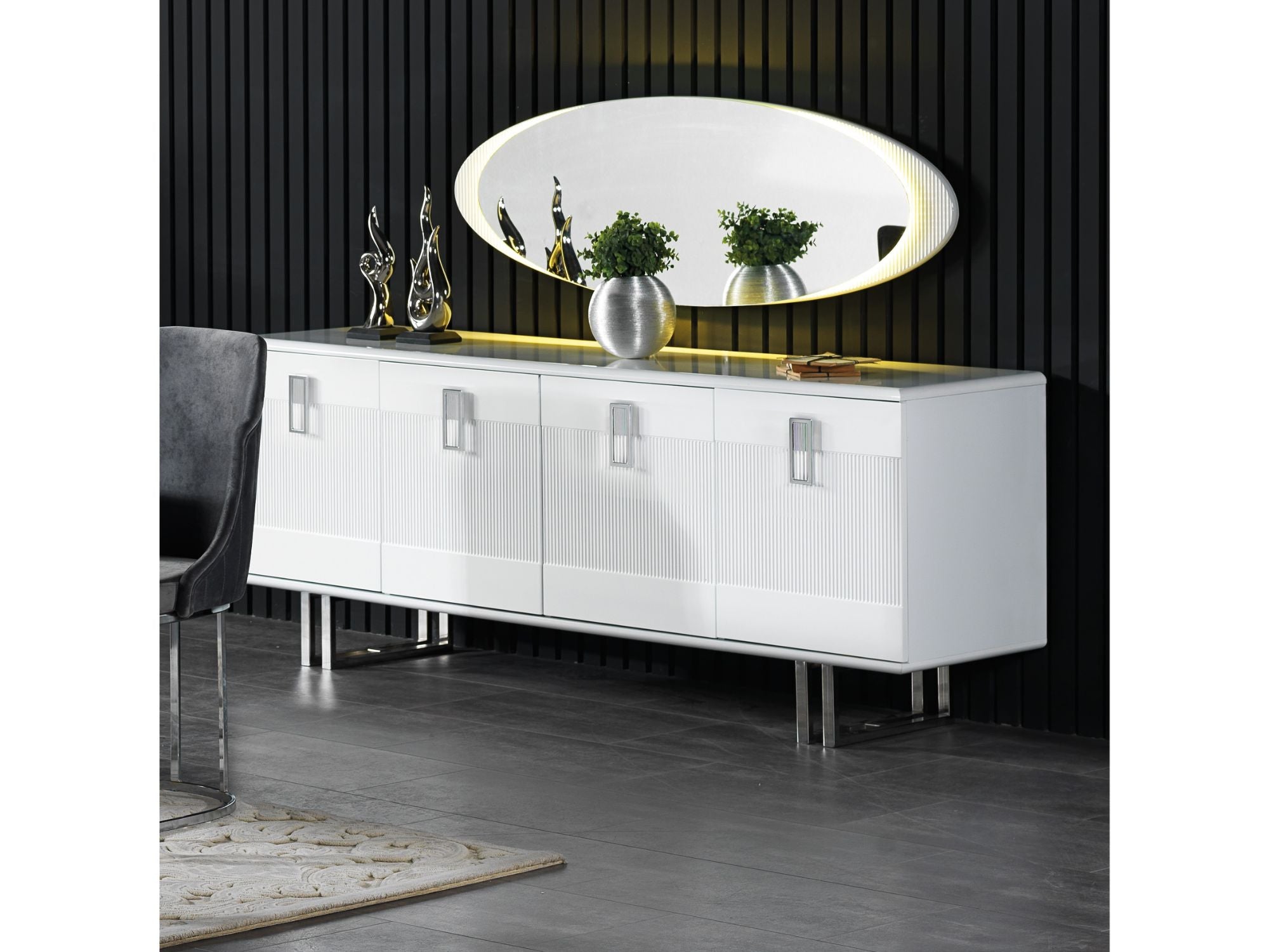 Elips Diningroom Consol With Mirror White