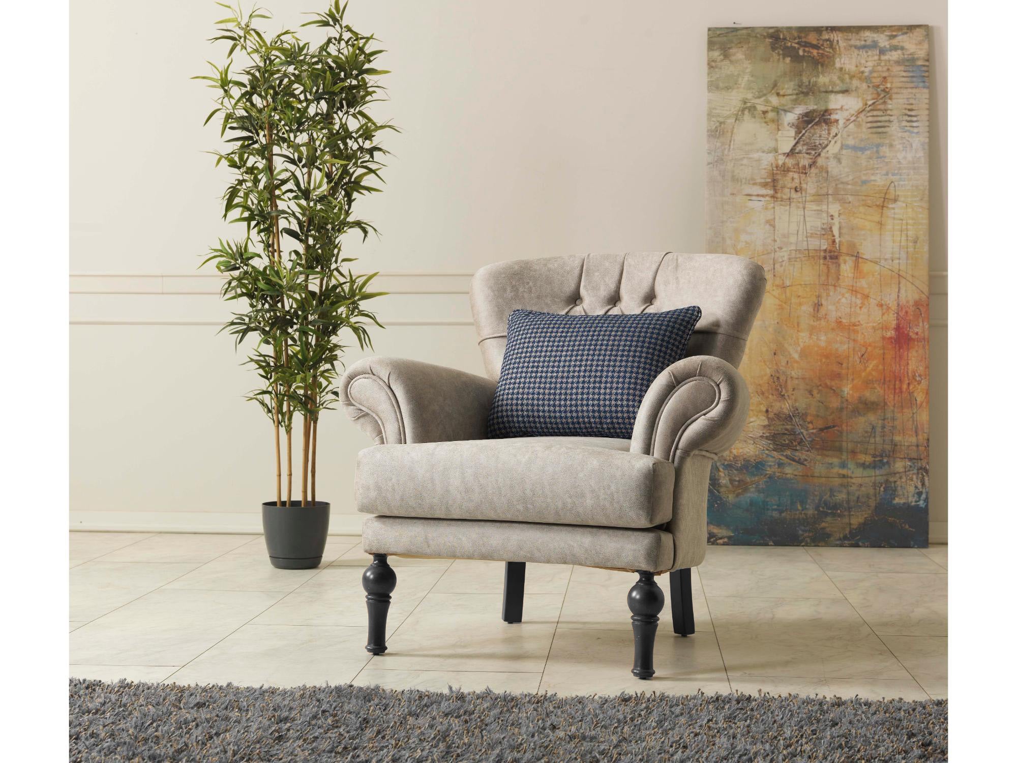Chester Livingroom Chair Light Grey Black Leg