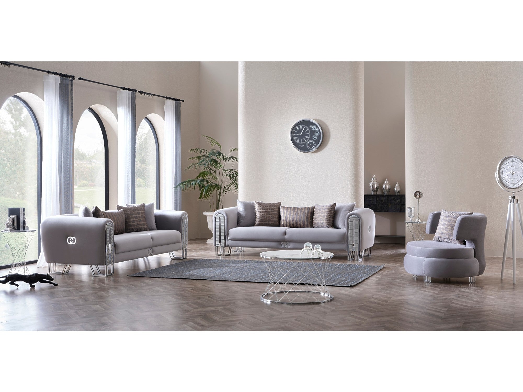 Kapadokya Stationary Livingroom Set (2 Sofa & 2 Chair) Grey