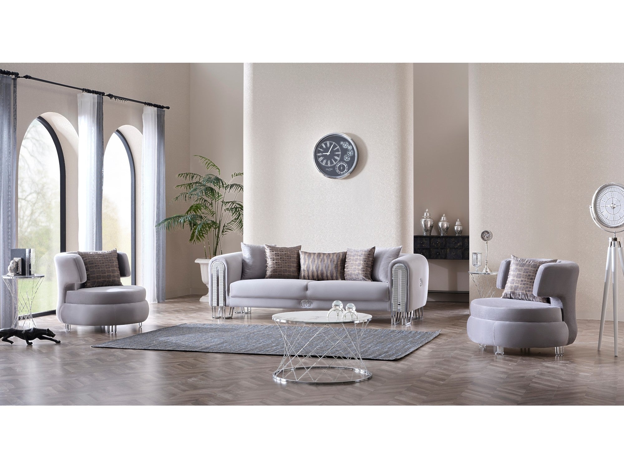 Kapadokya Stationary Livingroom Set (2 Sofa & 2 Chair) Grey