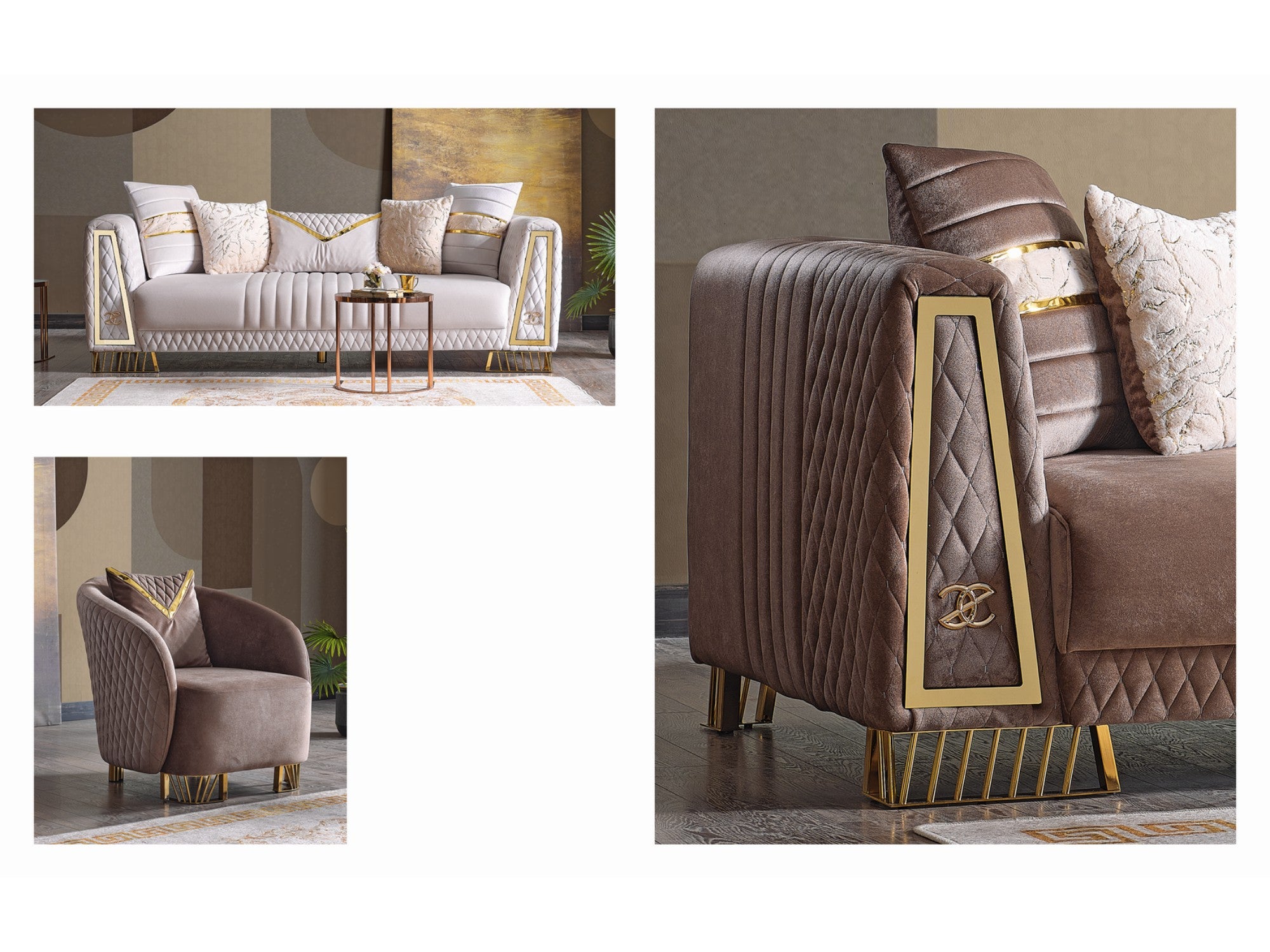 Luxe Stationary Livingroom Set (2 Sofa & 2 Chair)