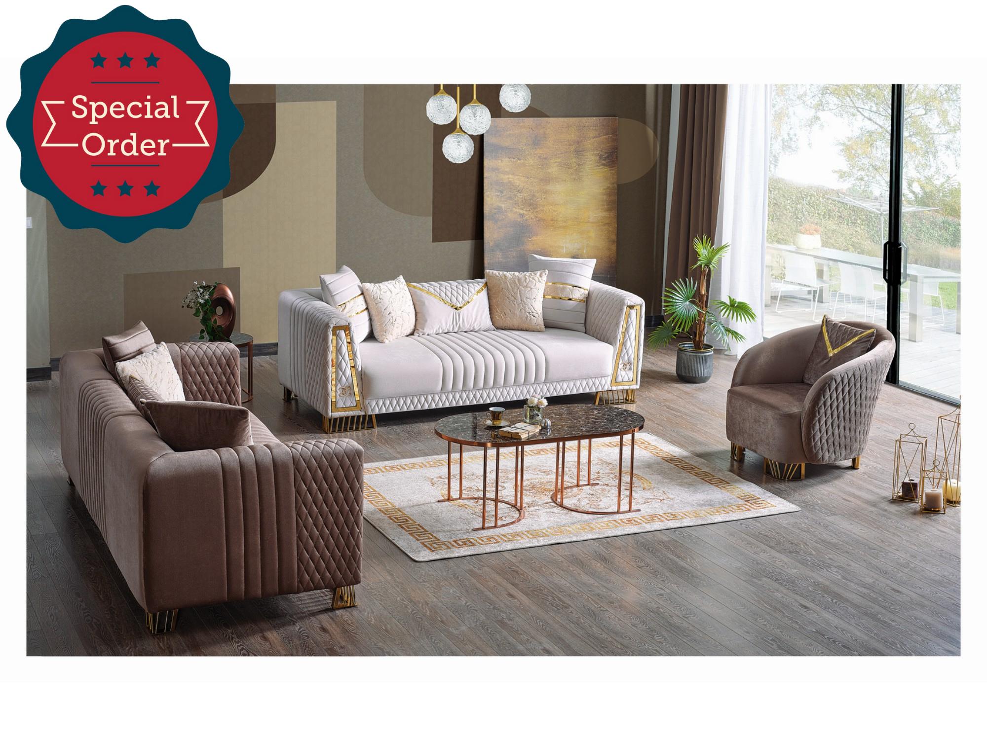Luxe Stationary Livingroom Set (2 Sofa & 2 Chair)