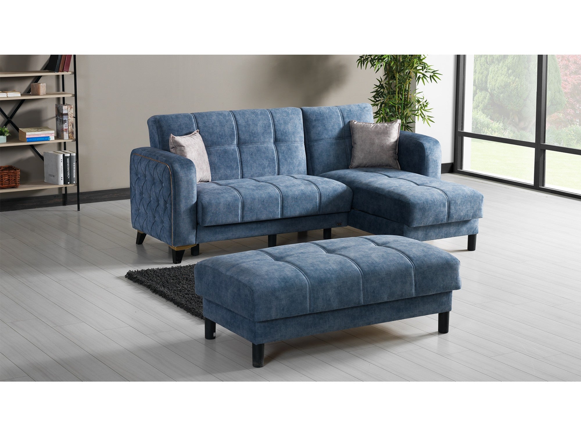 Mini Convertible Sectional With Ottoman